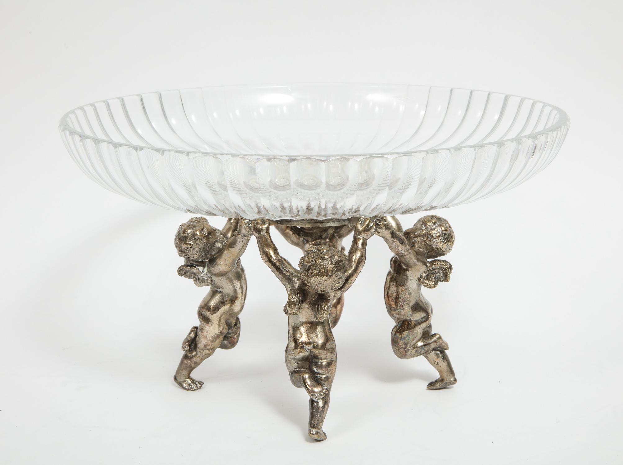 Silvered Bronze and Cut Glass Five-Piece Table Garniture Attributed to Baccarat 11