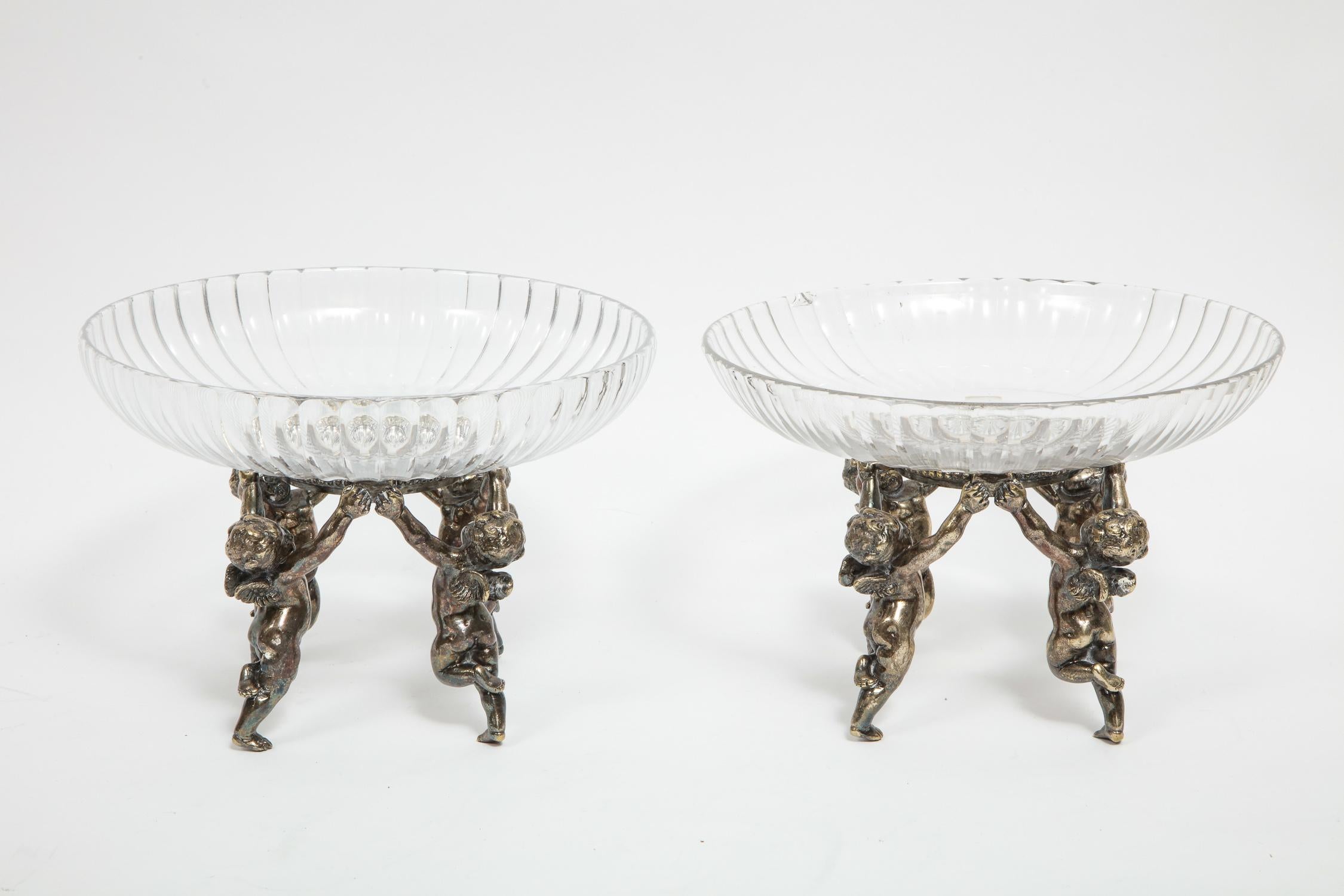Silvered Bronze and Cut Glass Five-Piece Table Garniture Attributed to Baccarat 2