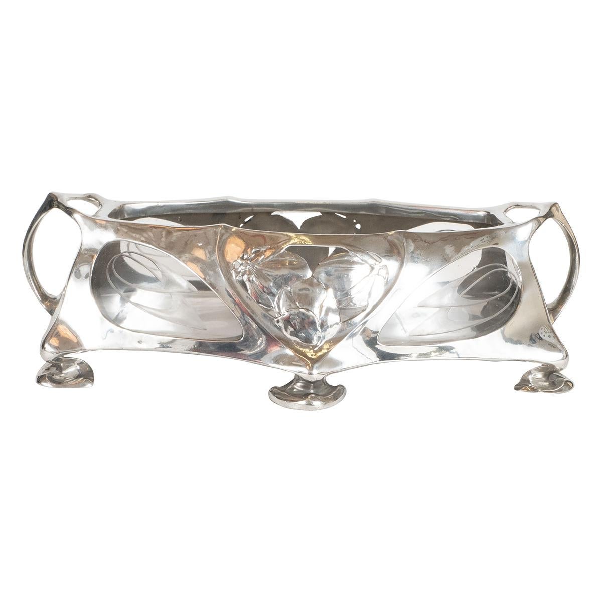 Silvered Bronze and Etched Glass Box