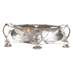 Schachtel aus versilberter Bronze und geätztem Glas