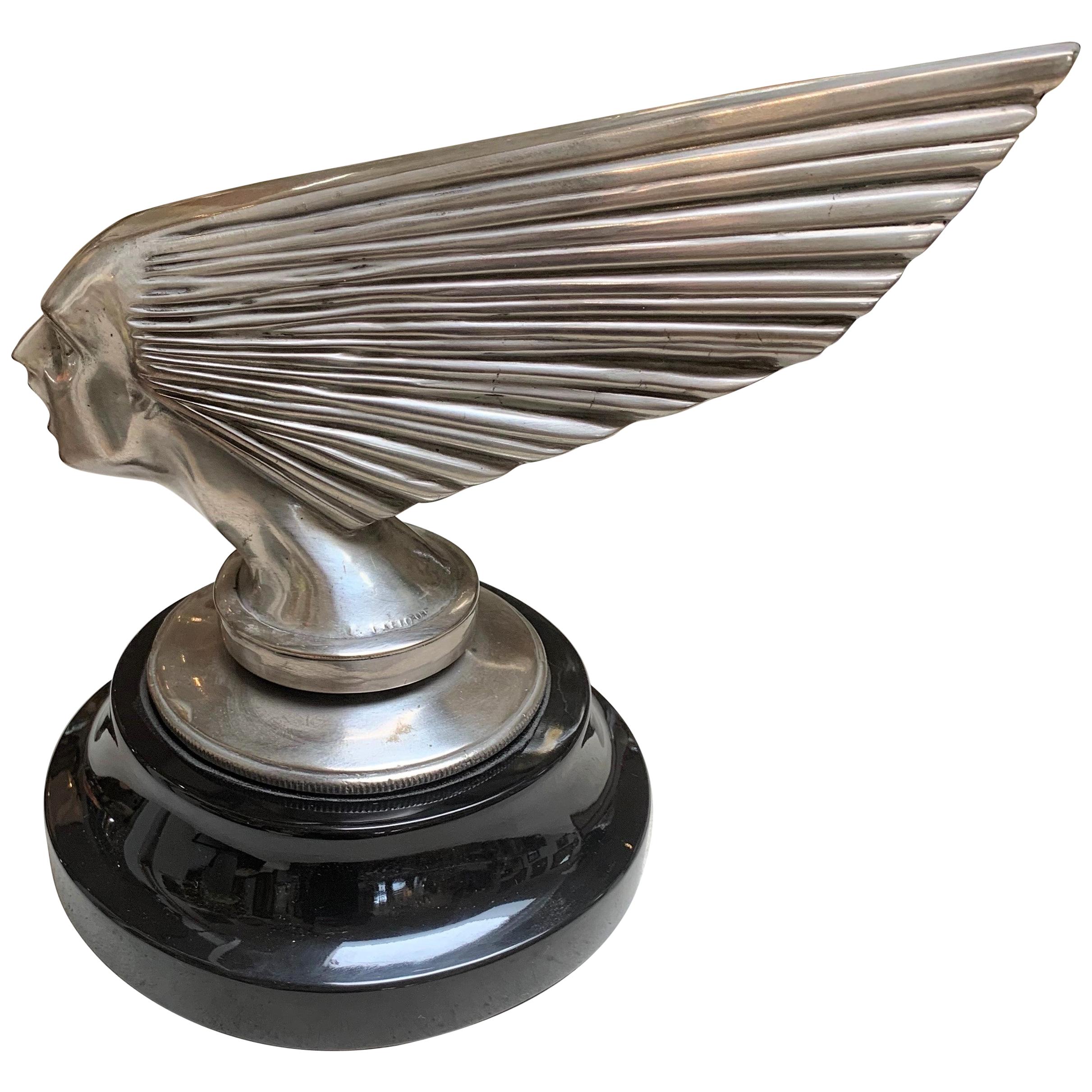 Silvered Bronze Art Deco Sculpture Replica of Lalique Mascot "Victory"