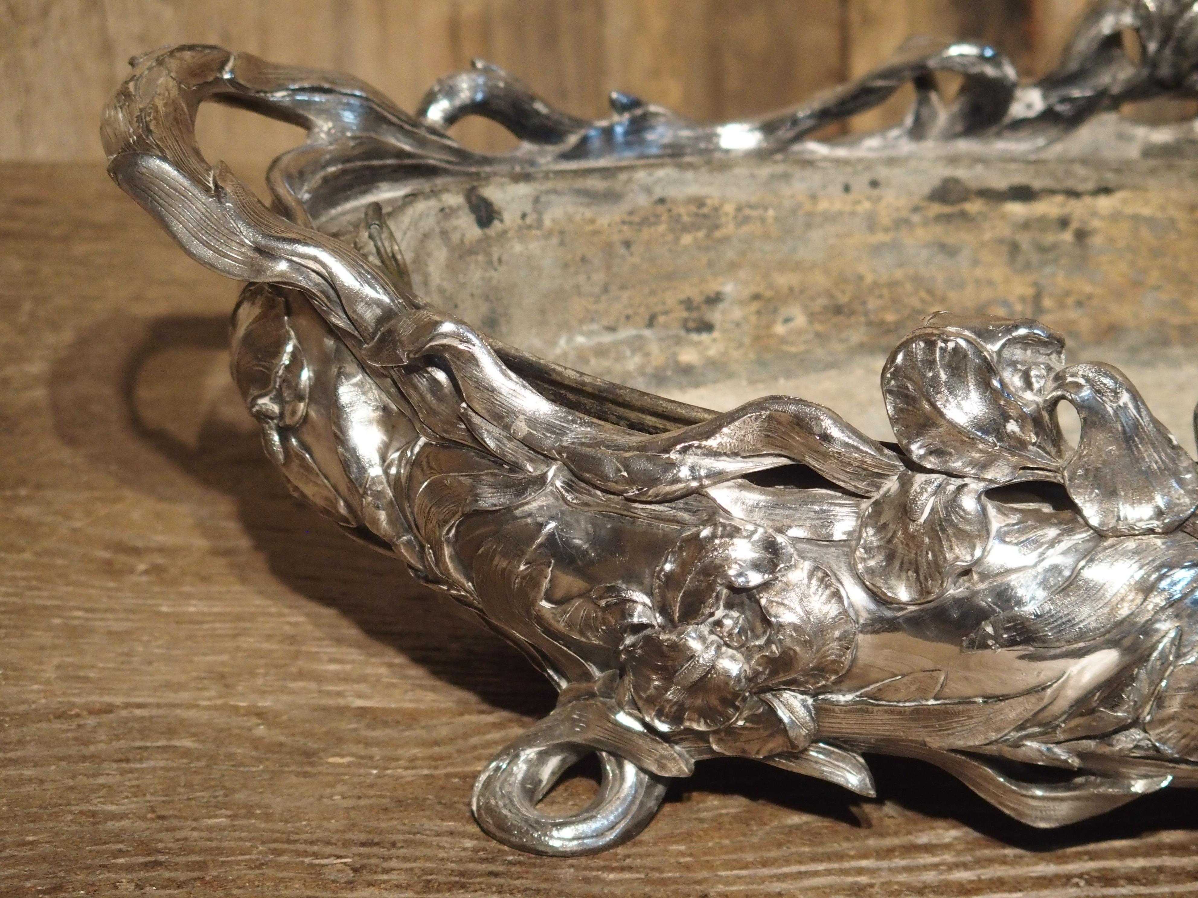 French Silvered Bronze Art Nouveau Jardiniere from France, circa 1920