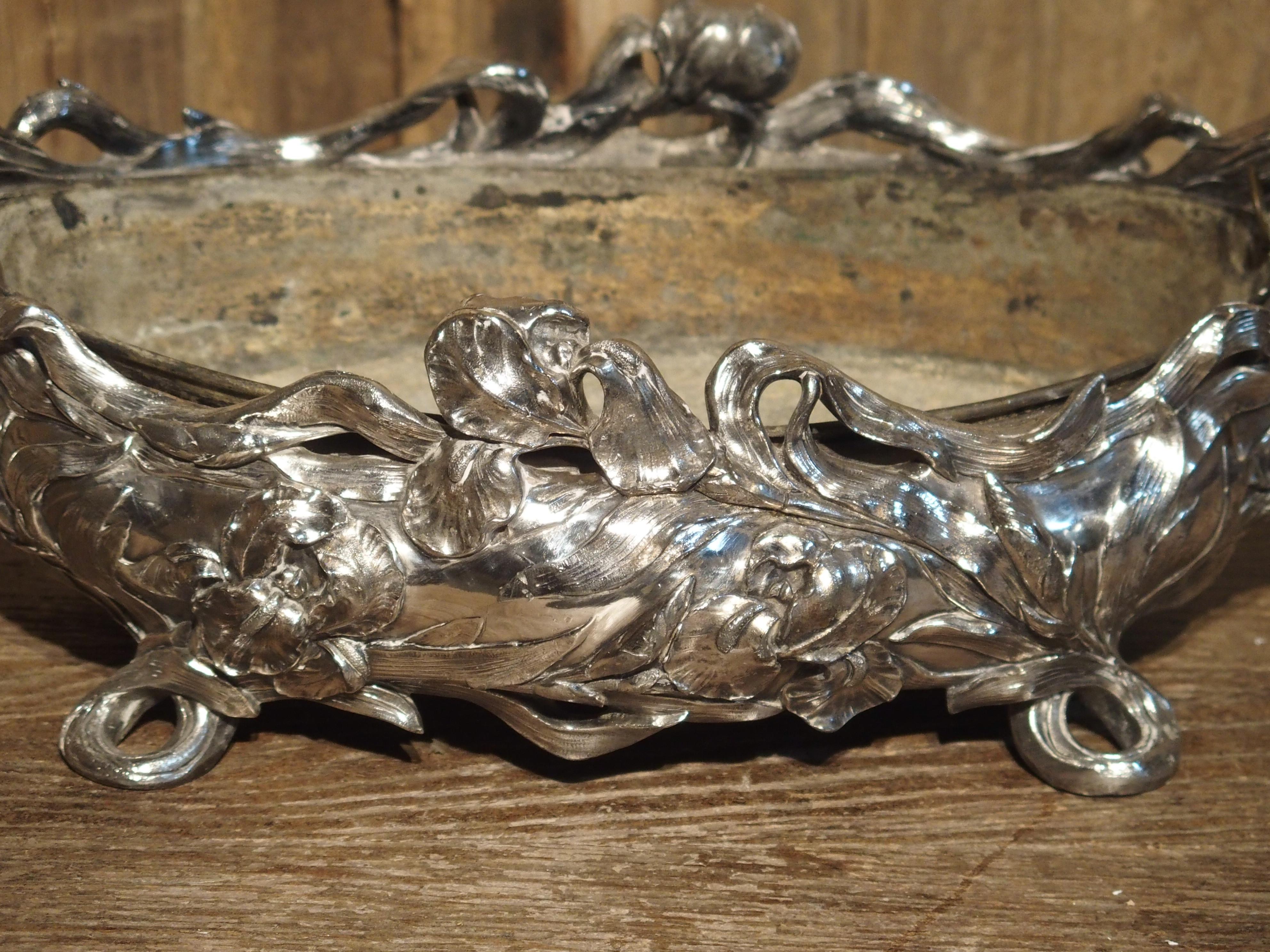 Silvered Bronze Art Nouveau Jardiniere from France, circa 1920 In Good Condition In Dallas, TX