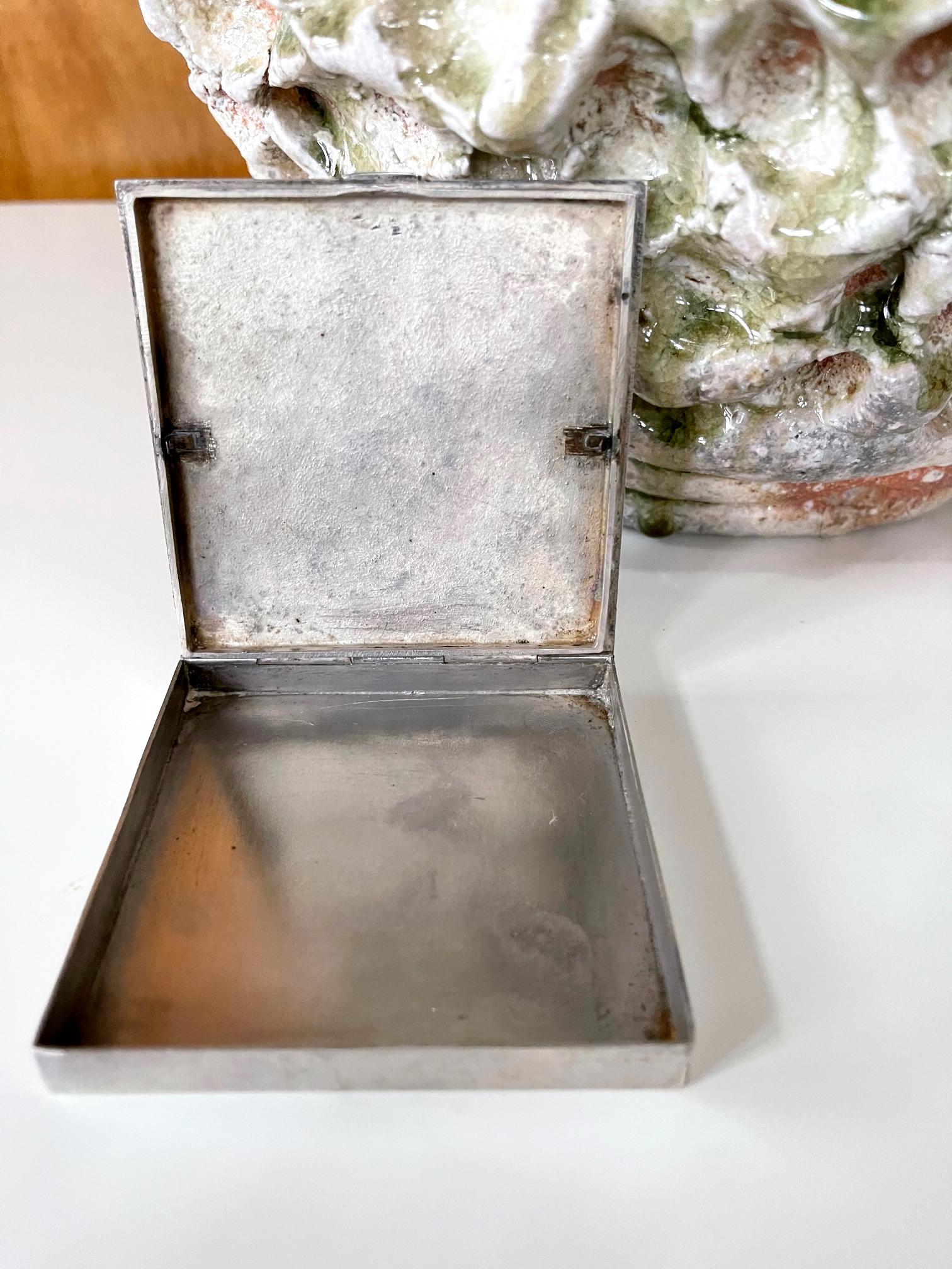Silvered Bronze Box with Relief Cast Poem by Line Vautrin For Sale 4