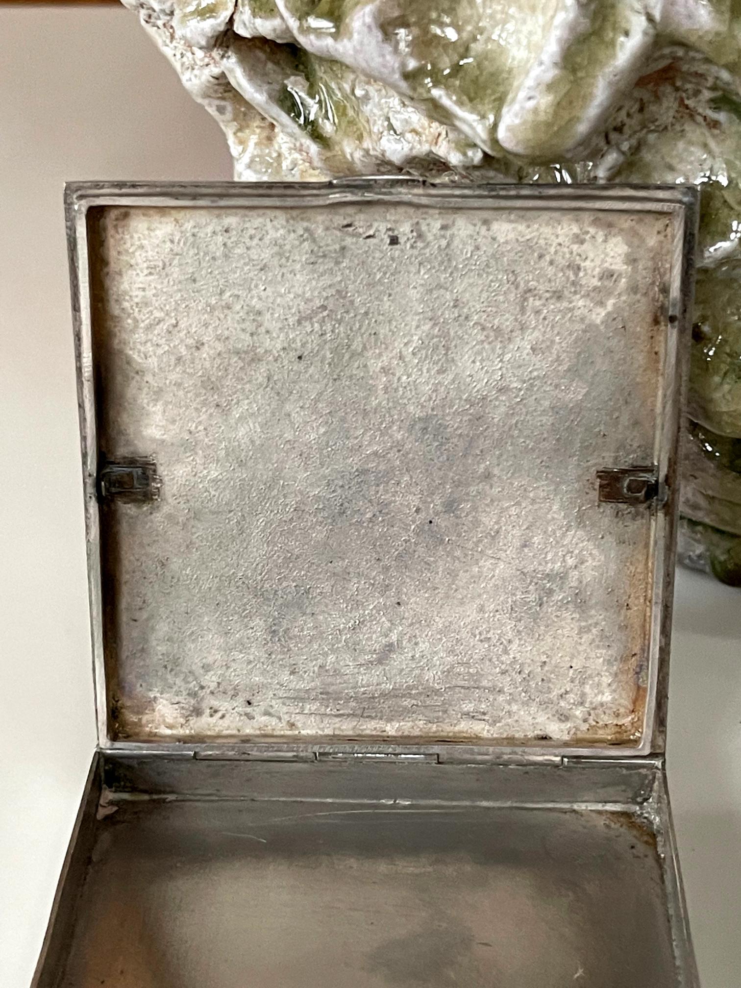 Silvered Bronze Box with Relief Cast Poem by Line Vautrin For Sale 5