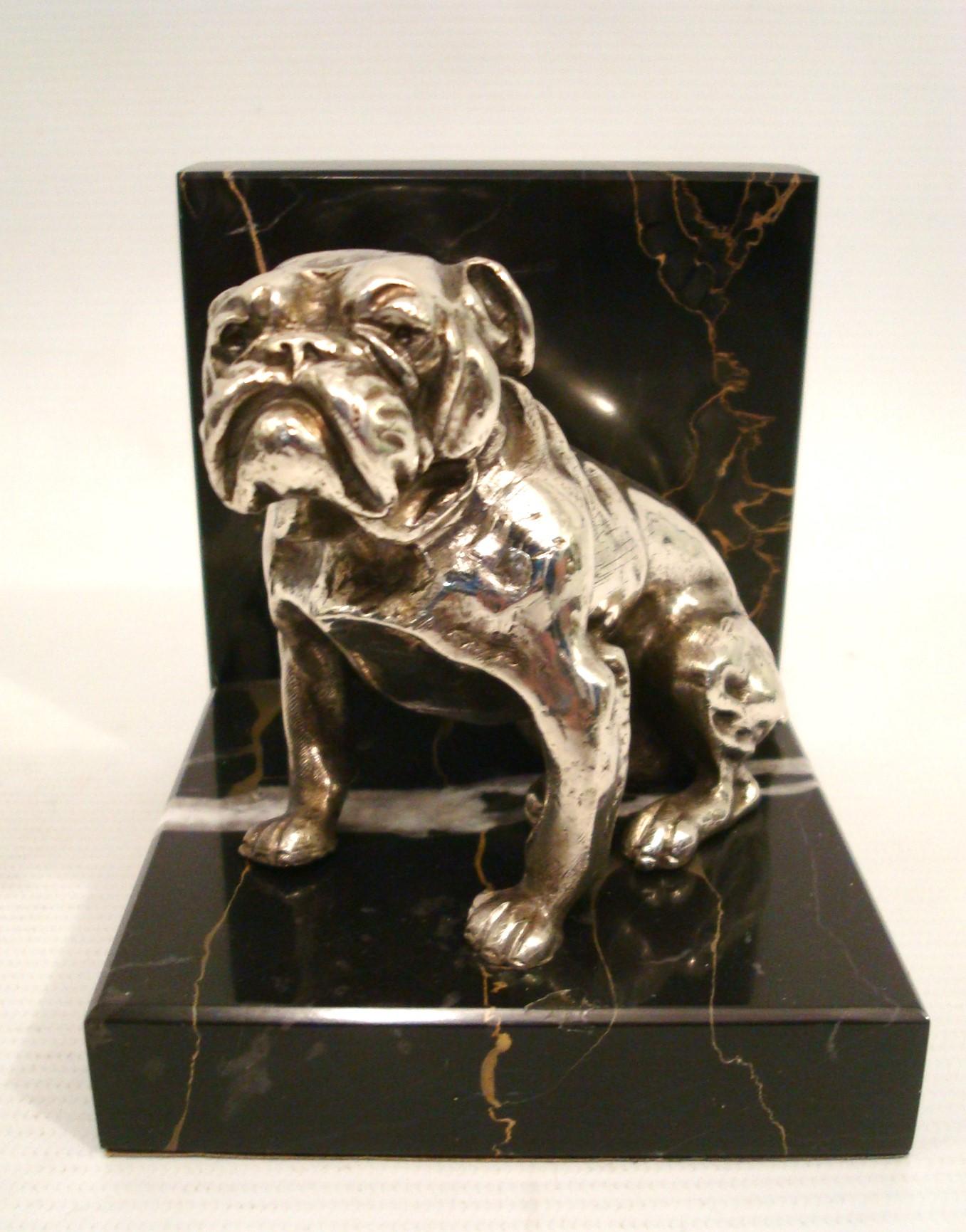 Silvered Bronze Bulldog Bookends. France 1930´s For Sale 1