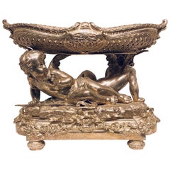 Silvered Bronze Centerpiece Depicting Cupid Silvered Bronze Centerpiece Depicting Cupid