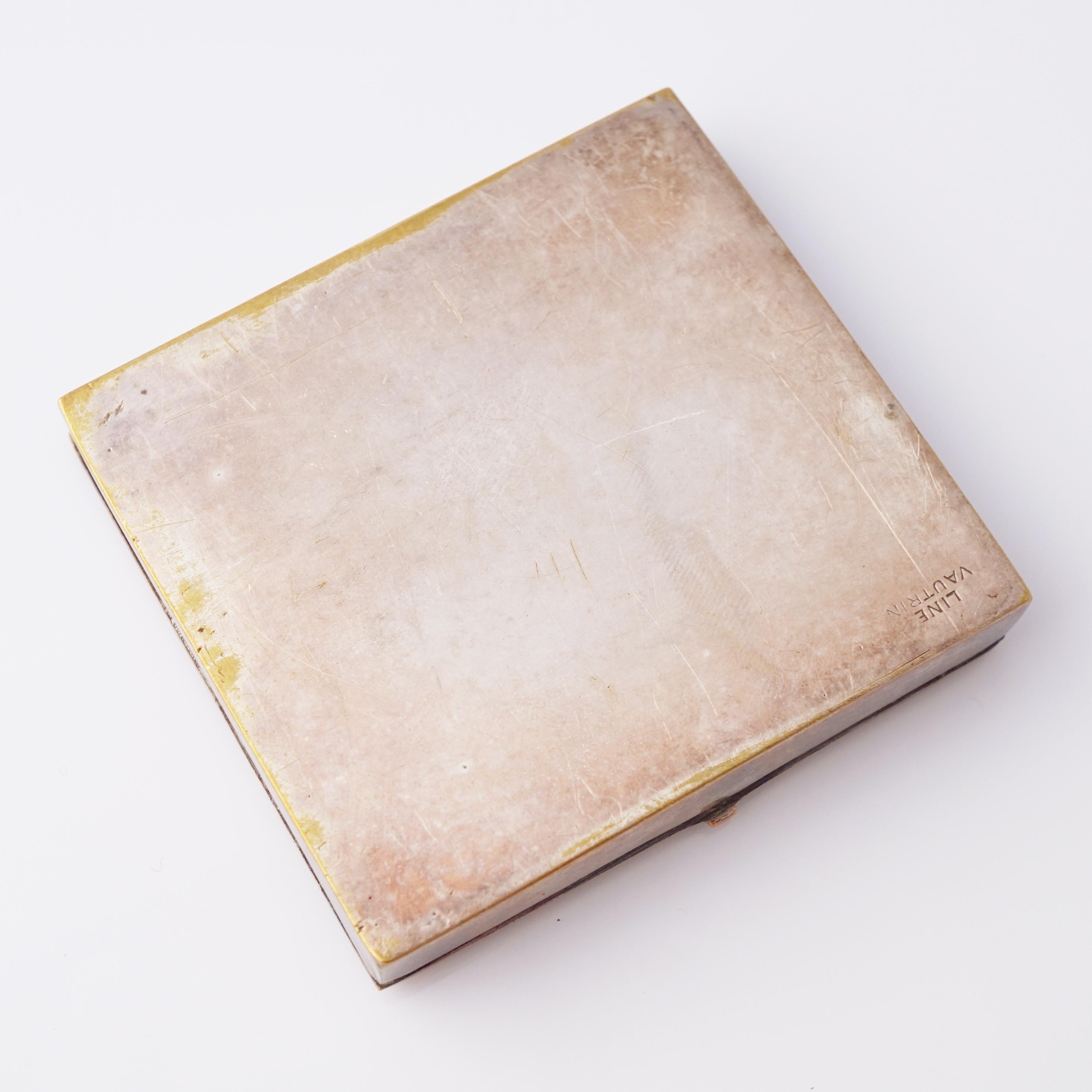 Silvered Bronze Compact With Geometric Design By Line Vautrin, 1960s en venta 1