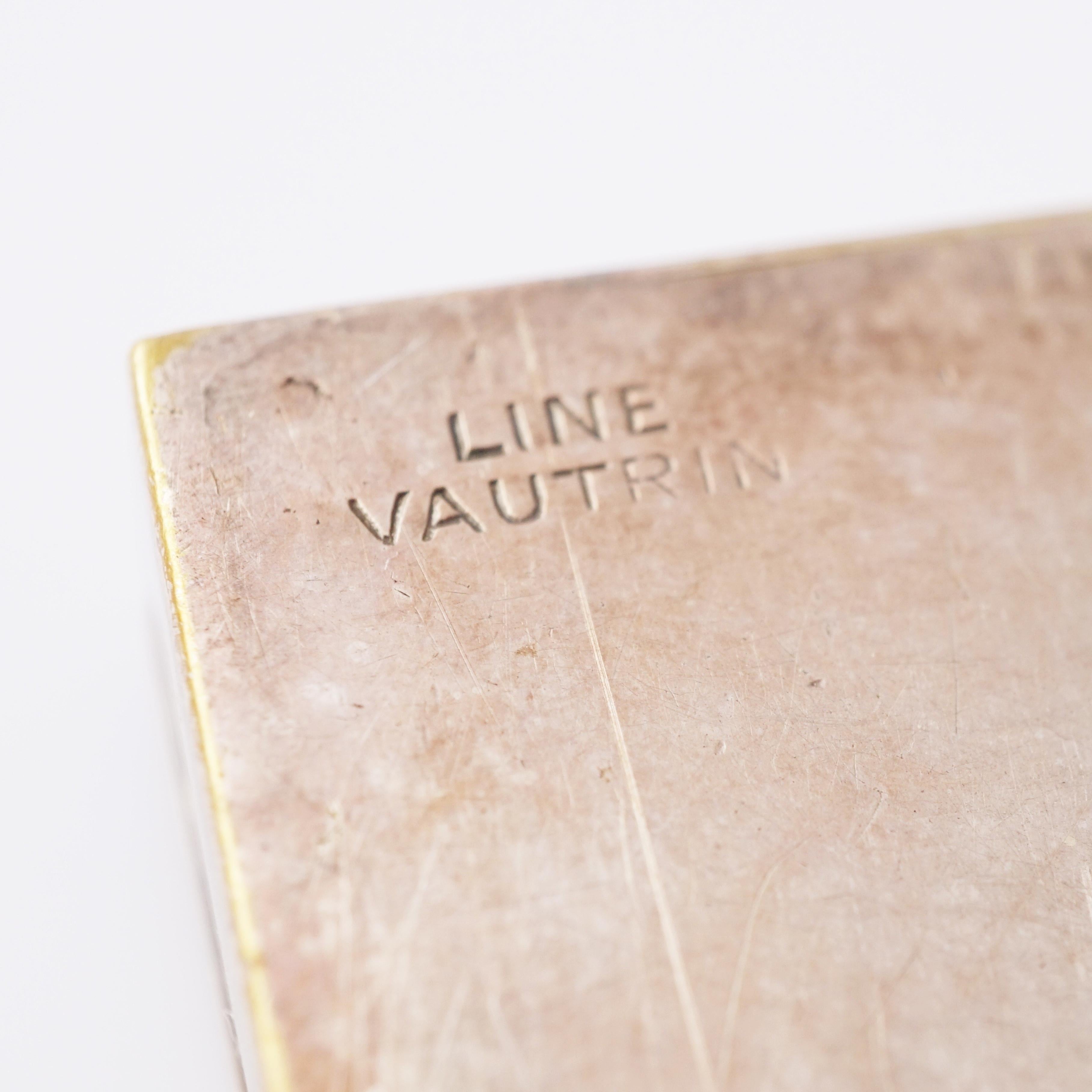 Silvered Bronze Compact With Geometric Design By Line Vautrin, 1960s en venta 2