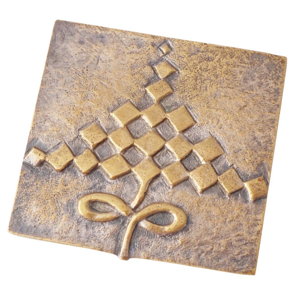 Silvered Bronze Compact With Geometric Design By Line Vautrin, 1960s en venta
