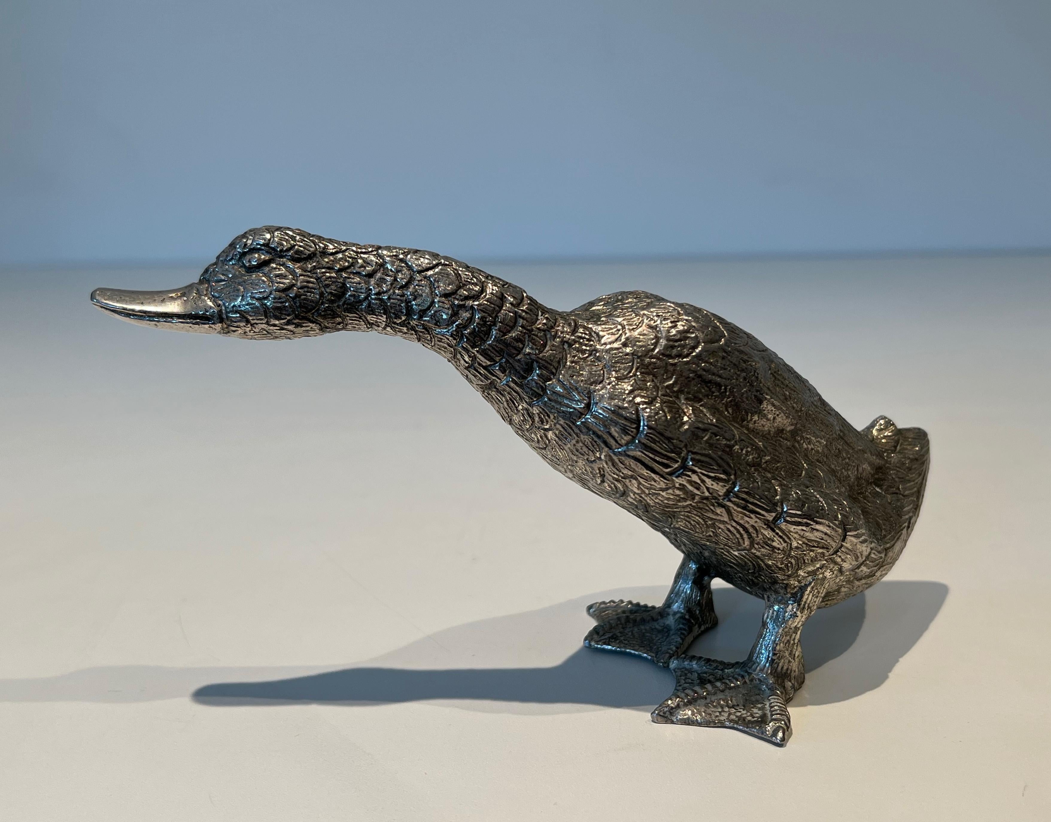 Anatra in bronzo argentato in vendita 2