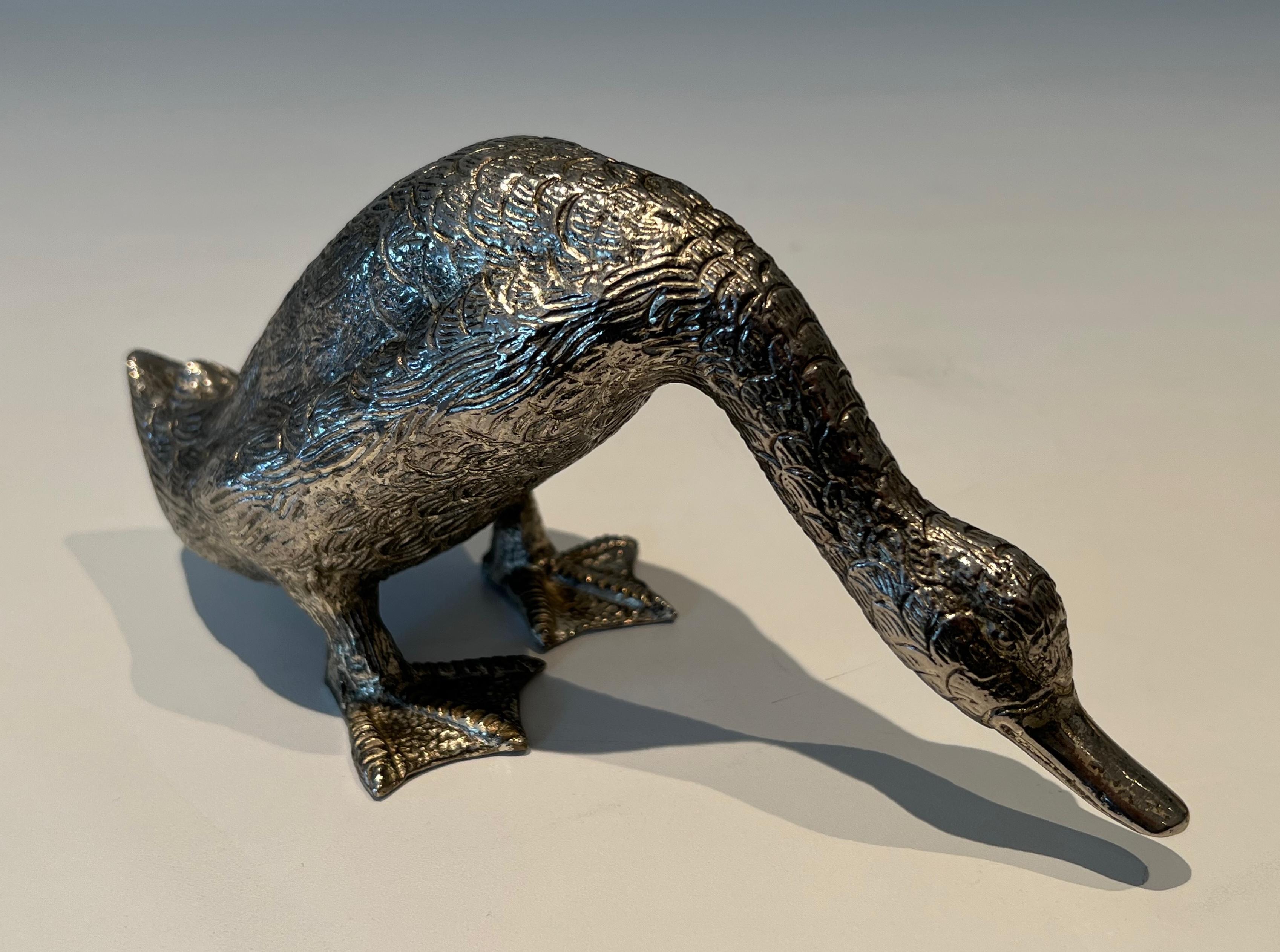 Anatra in bronzo argentato in vendita 4