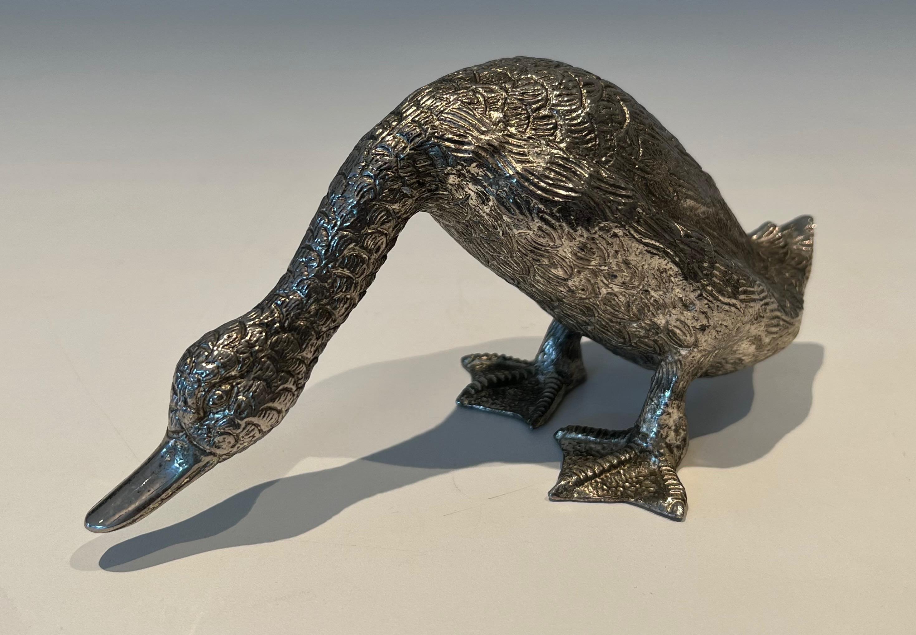 Anatra in bronzo argentato in vendita 7
