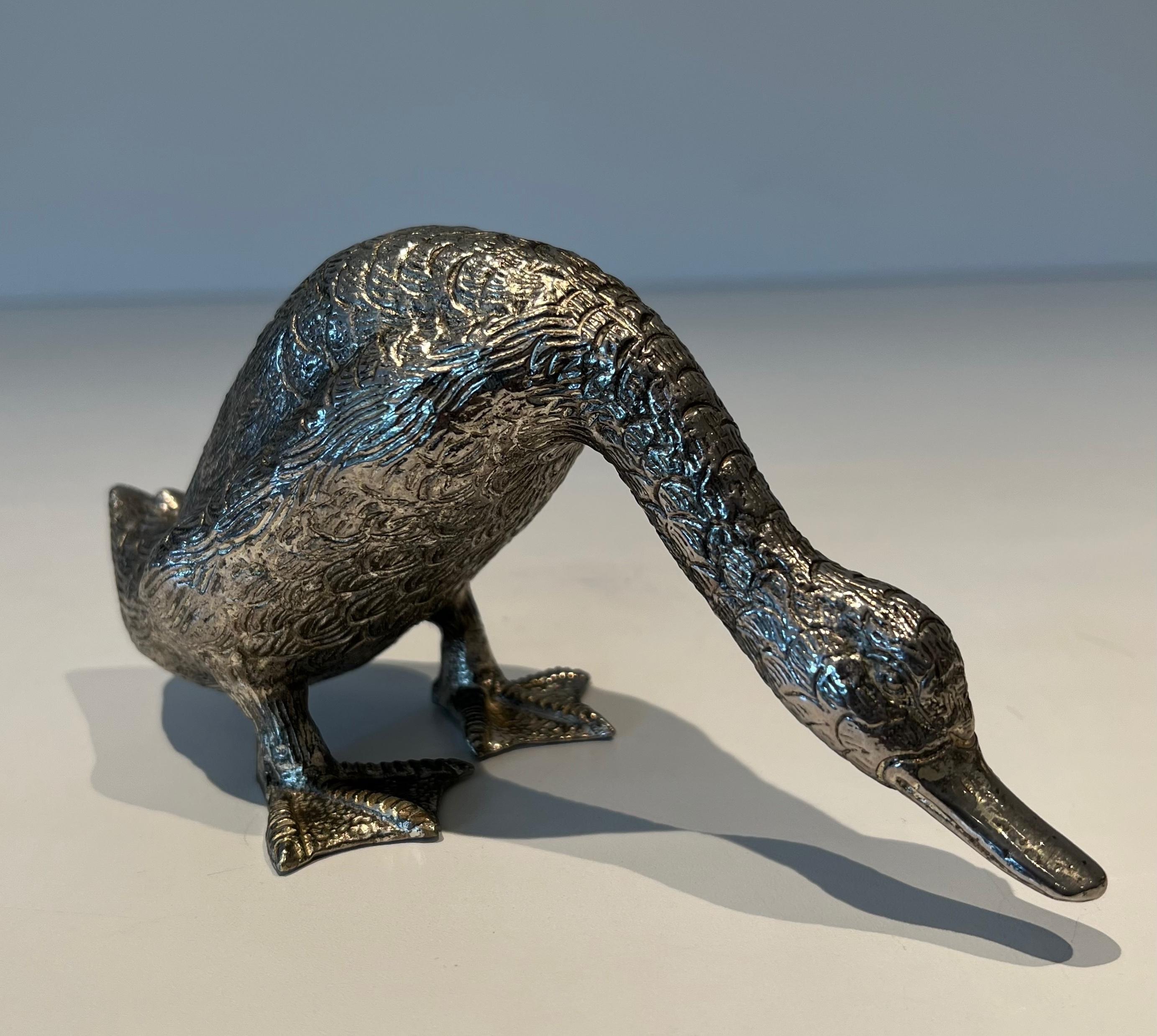 Francese Anatra in bronzo argentato in vendita
