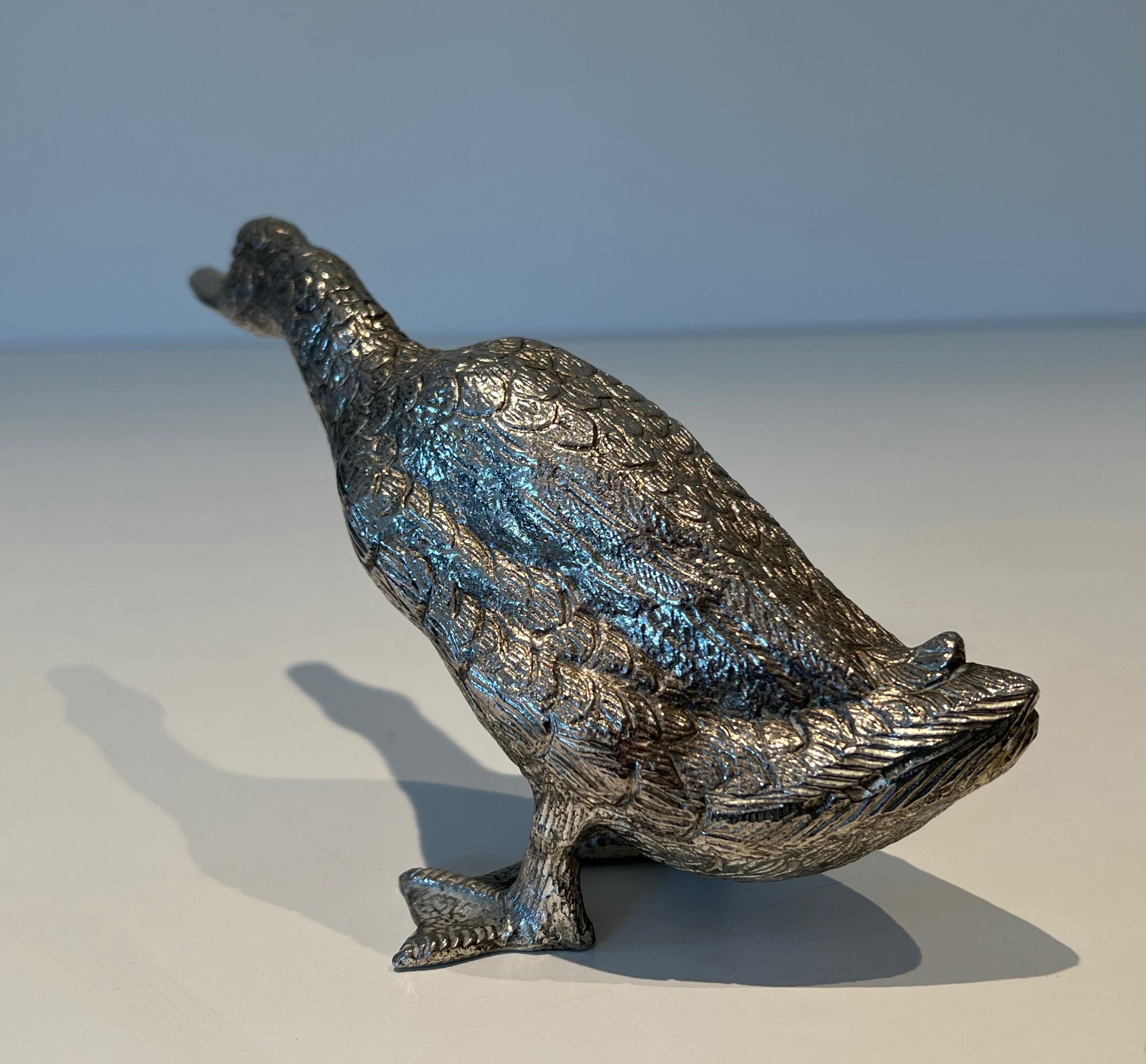 Francese Anatra in bronzo argentato in vendita