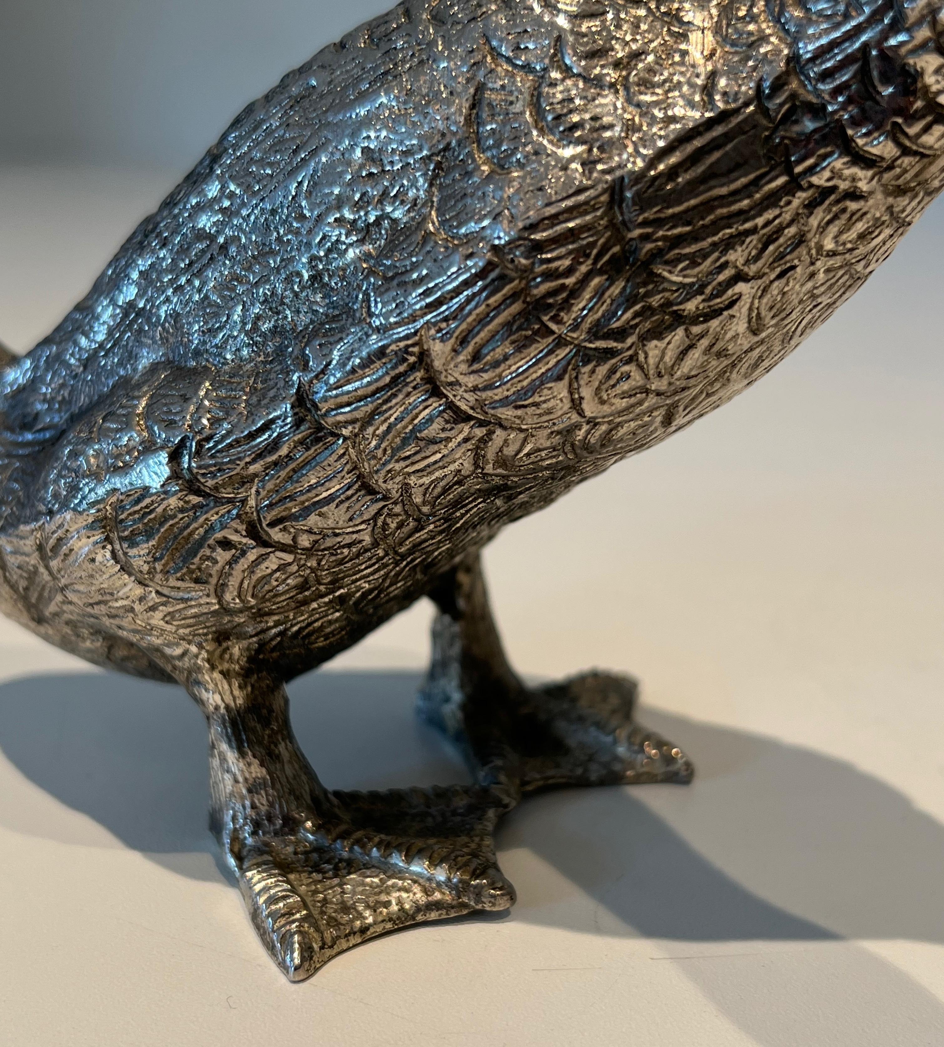Bronzo Anatra in bronzo argentato in vendita