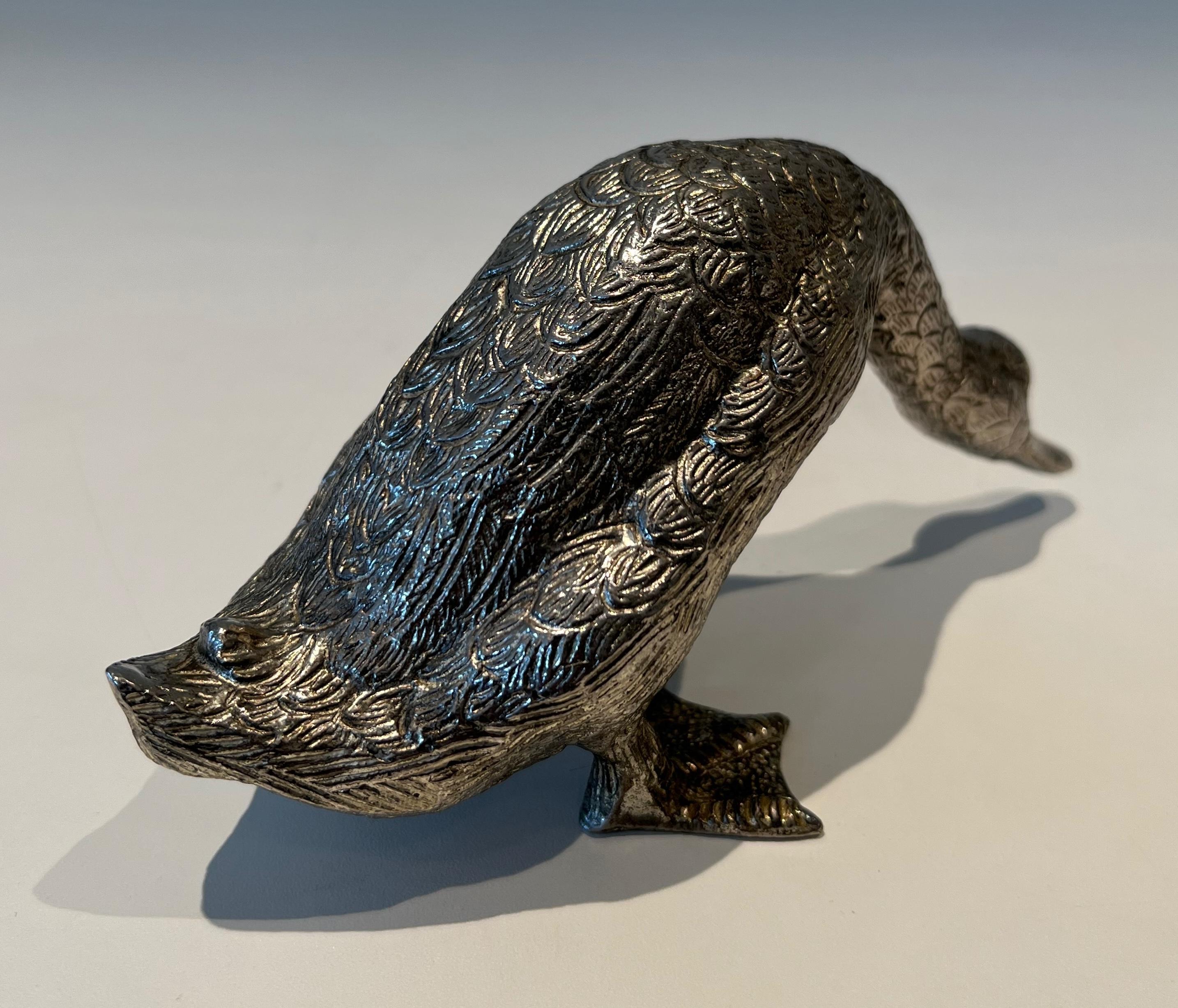 Anatra in bronzo argentato in vendita 1