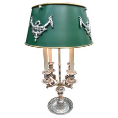 Silvered Bronze French Empire style Bouillotte Lamp