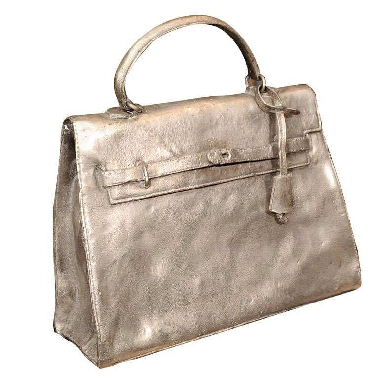 Silvered Bronze Hermes Kelly Bag For Sale