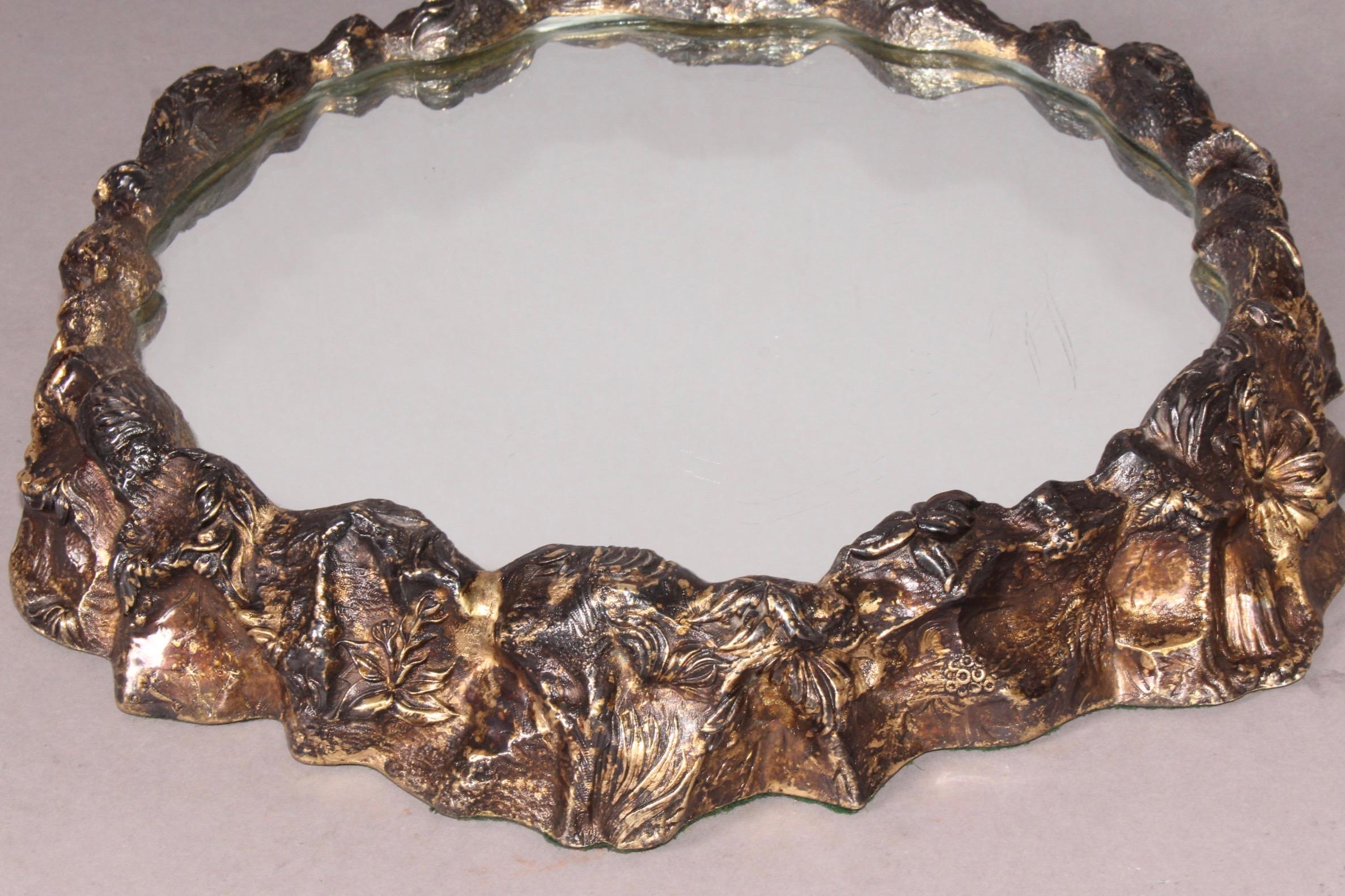 Silvered Bronze Mirror In Good Condition In grand Lancy, CH