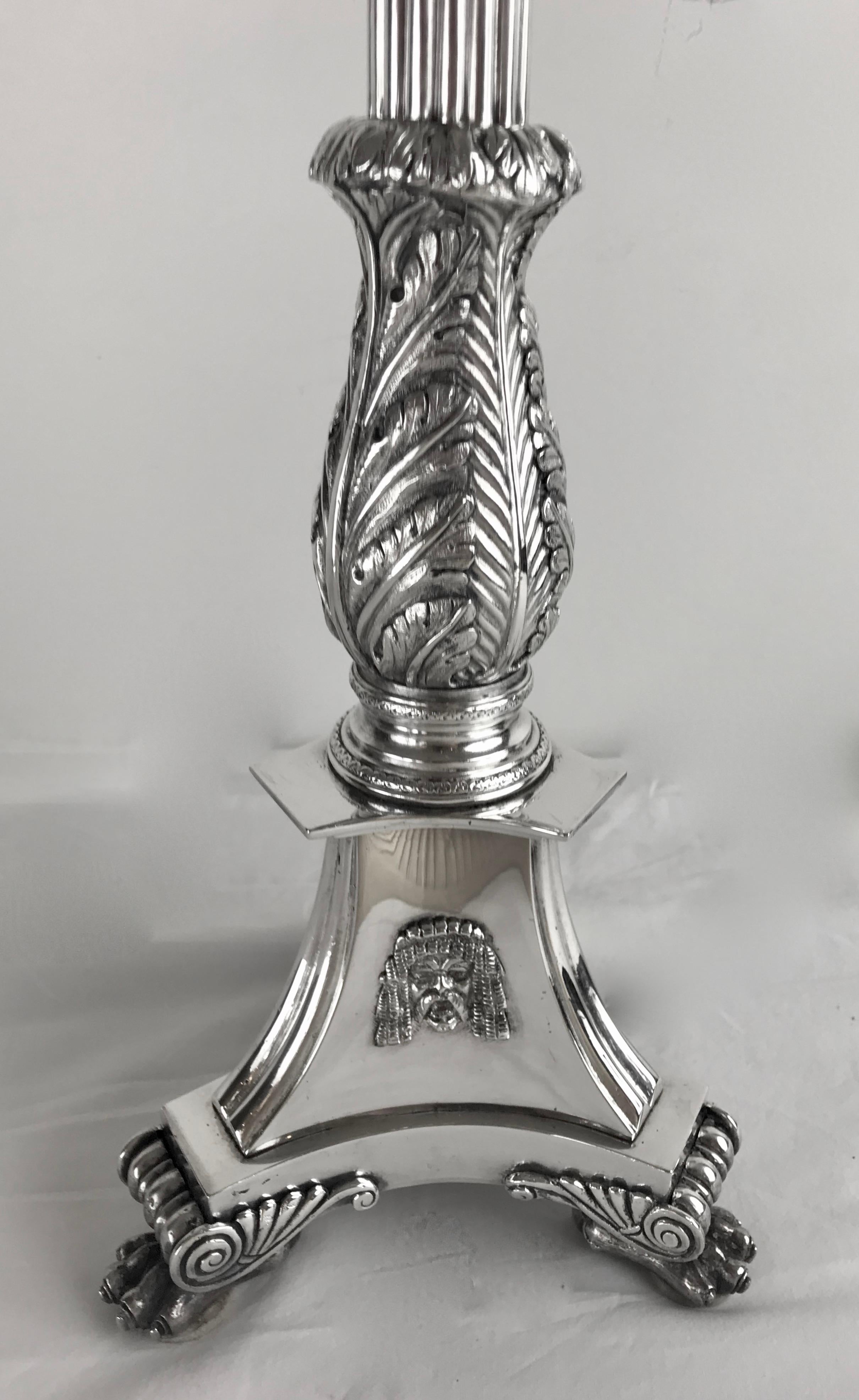 Silvered Bronze Neo-Classical Style Table Lamp Att. to Edward F. Caldwell For Sale 4