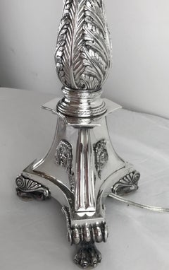 Silvered Bronze Neo-Classical Style Table Lamp Att. to Edward F. Caldwell