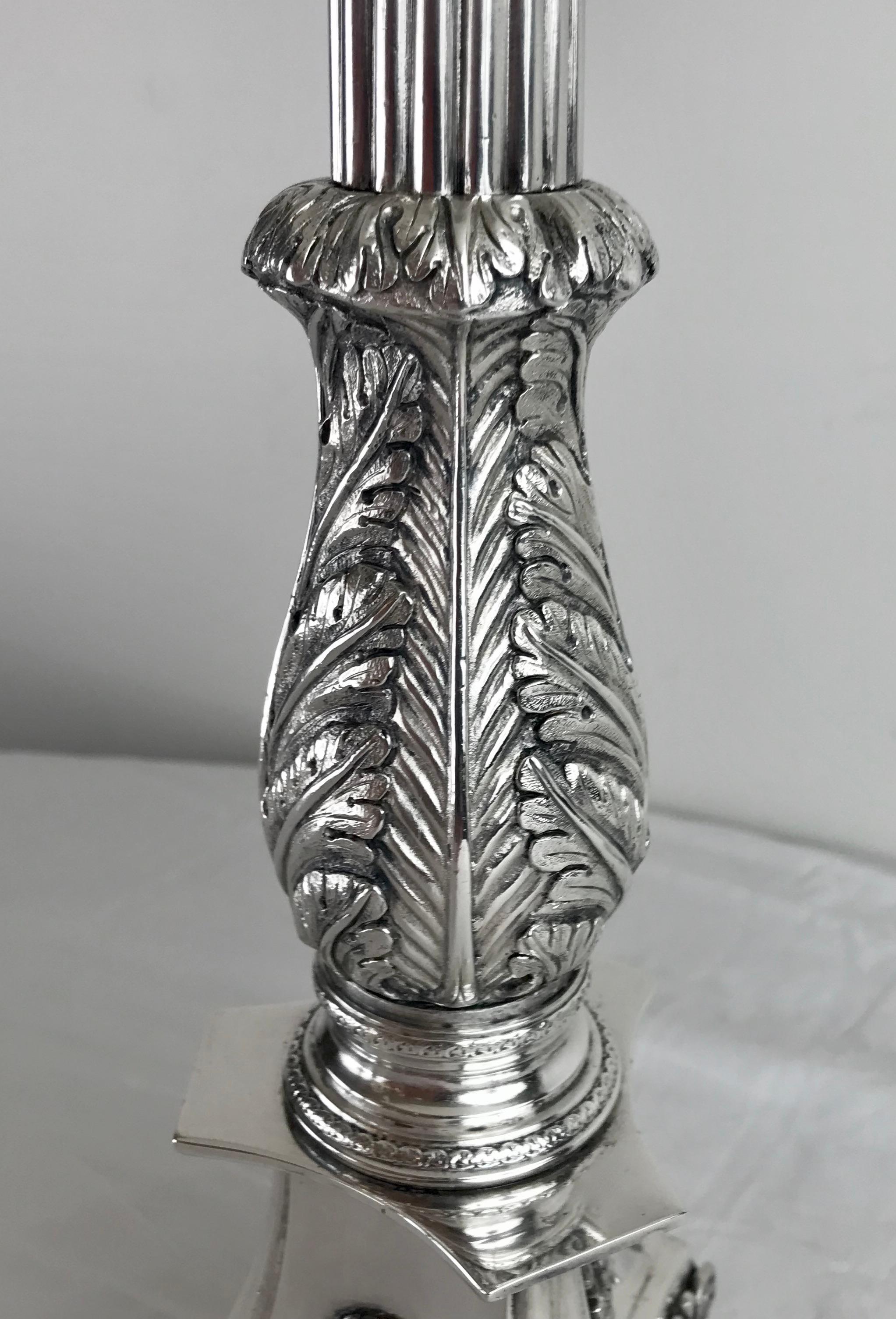 Neoclassical Silvered Bronze Neo-Classical Style Table Lamp Att. to Edward F. Caldwell For Sale