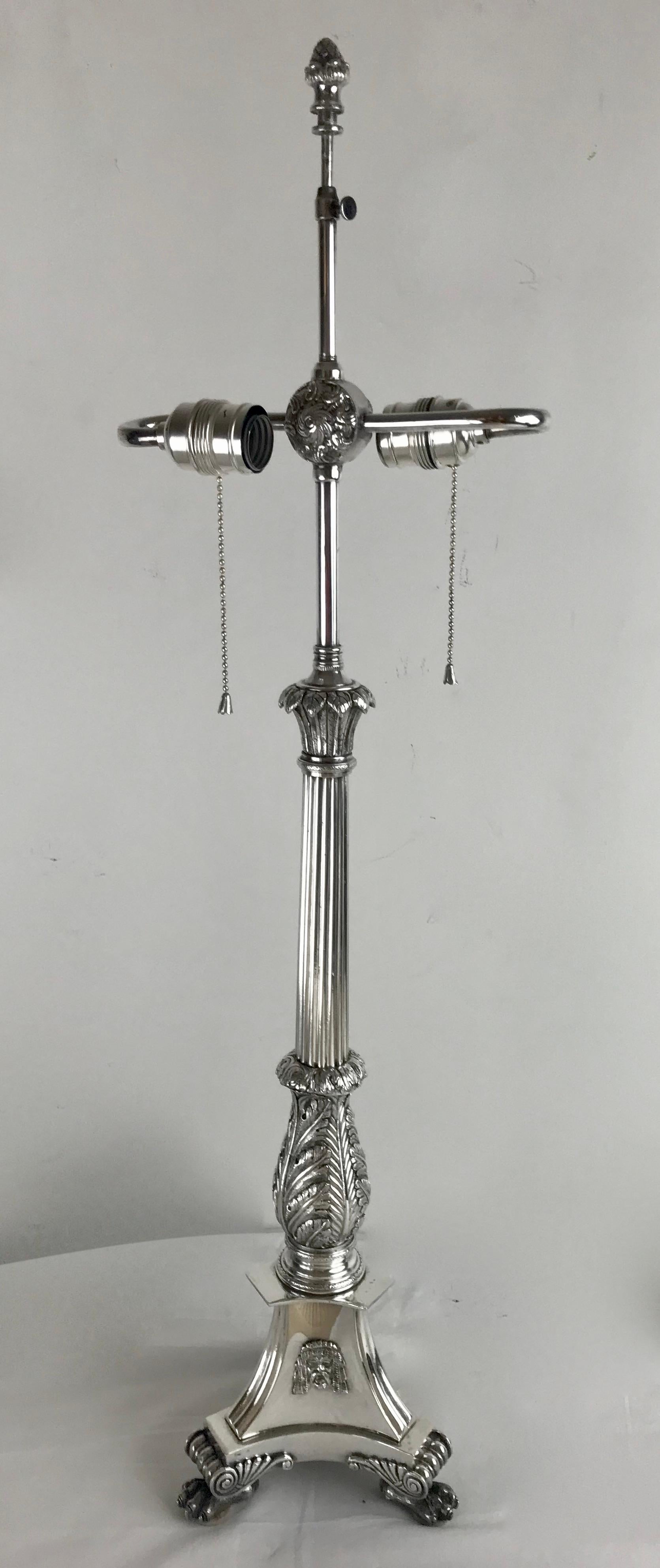 American Silvered Bronze Neo-Classical Style Table Lamp Att. to Edward F. Caldwell For Sale