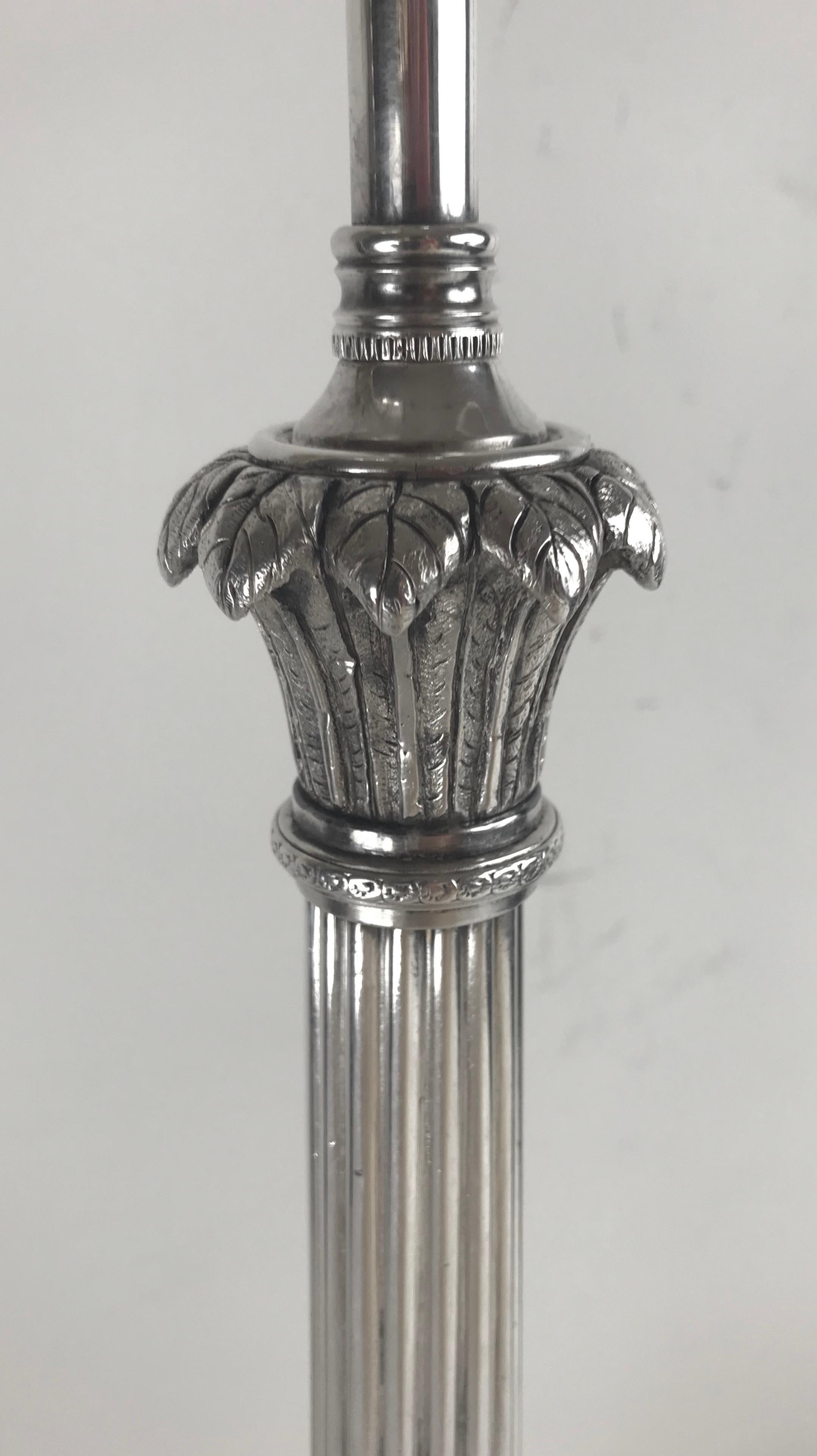 Silvered Bronze Neo-Classical Style Table Lamp Att. to Edward F. Caldwell In Good Condition For Sale In Pittsburgh, PA