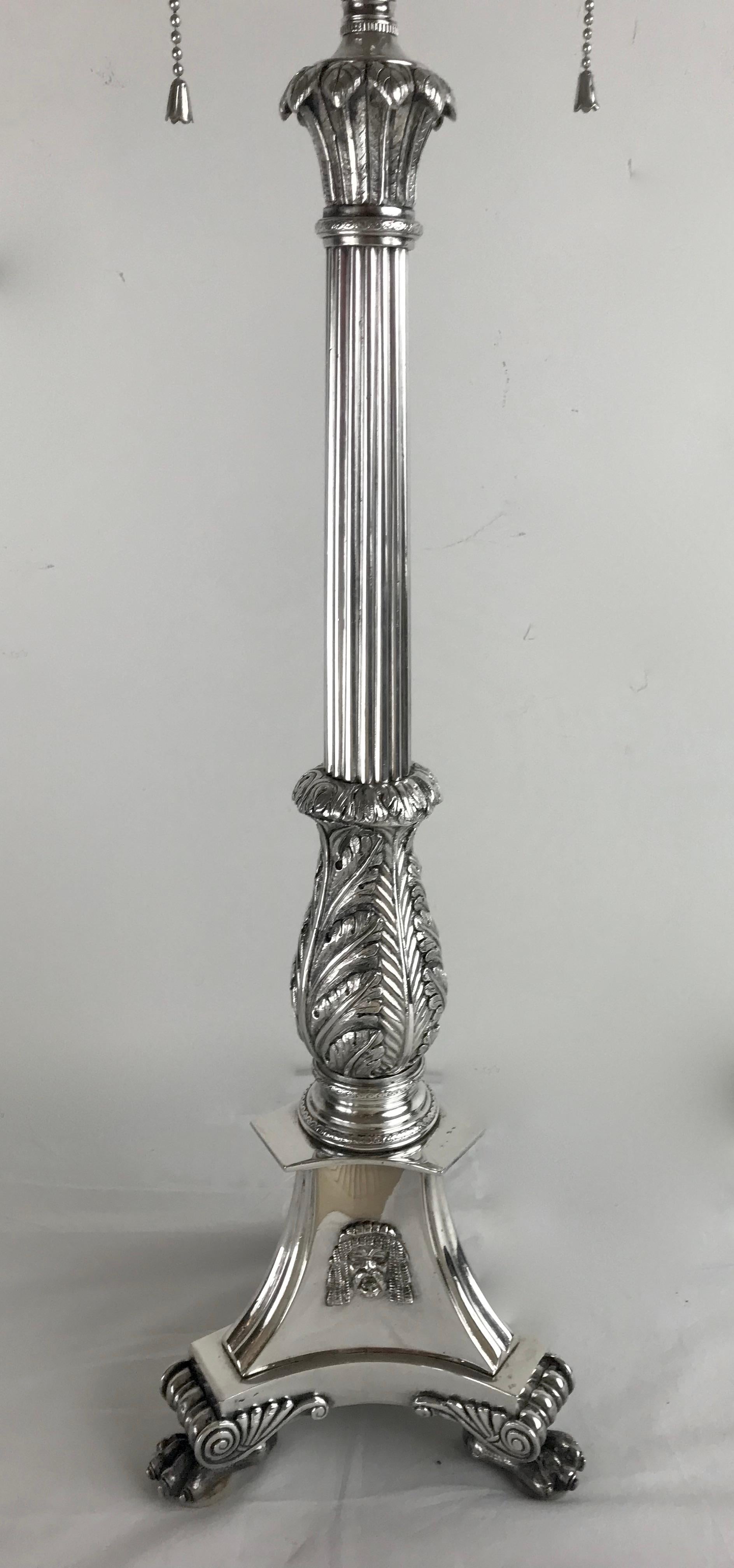 Silvered Bronze Neo-Classical Style Table Lamp Att. to Edward F. Caldwell For Sale 1