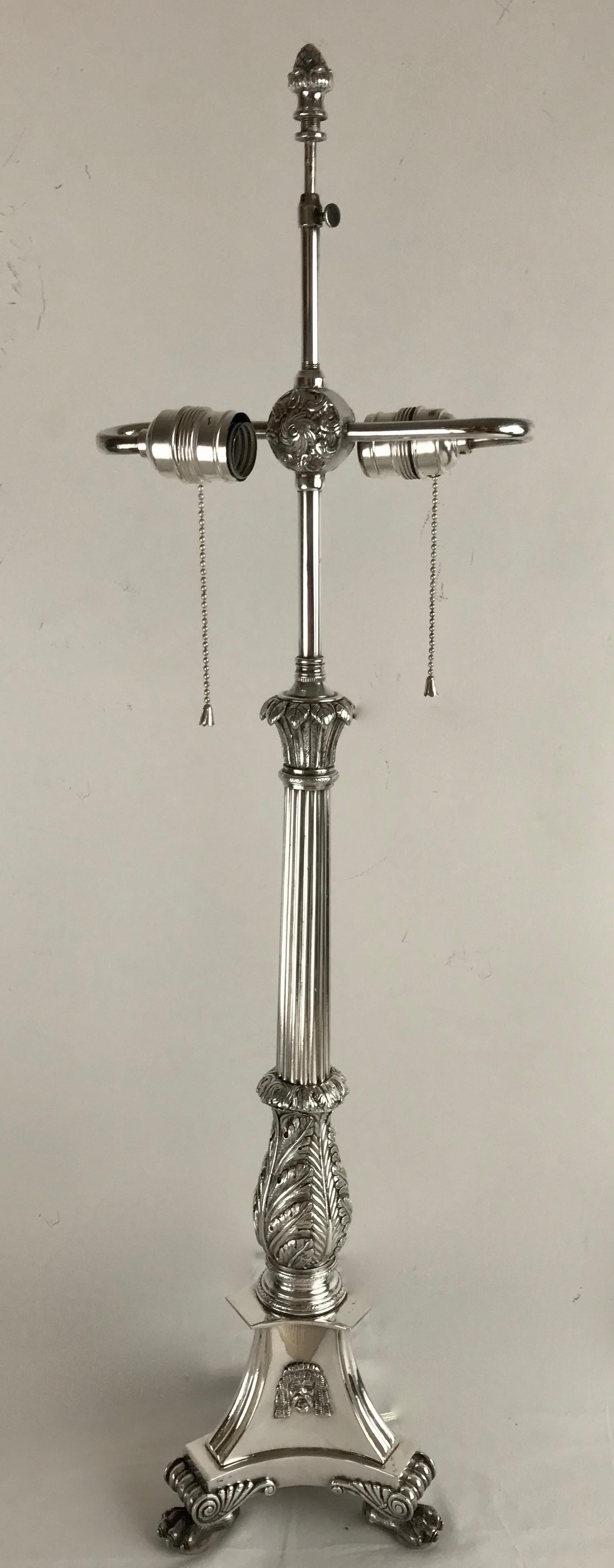 Silvered Bronze Neo-Classical Style Table Lamp Att. to Edward F. Caldwell For Sale 2