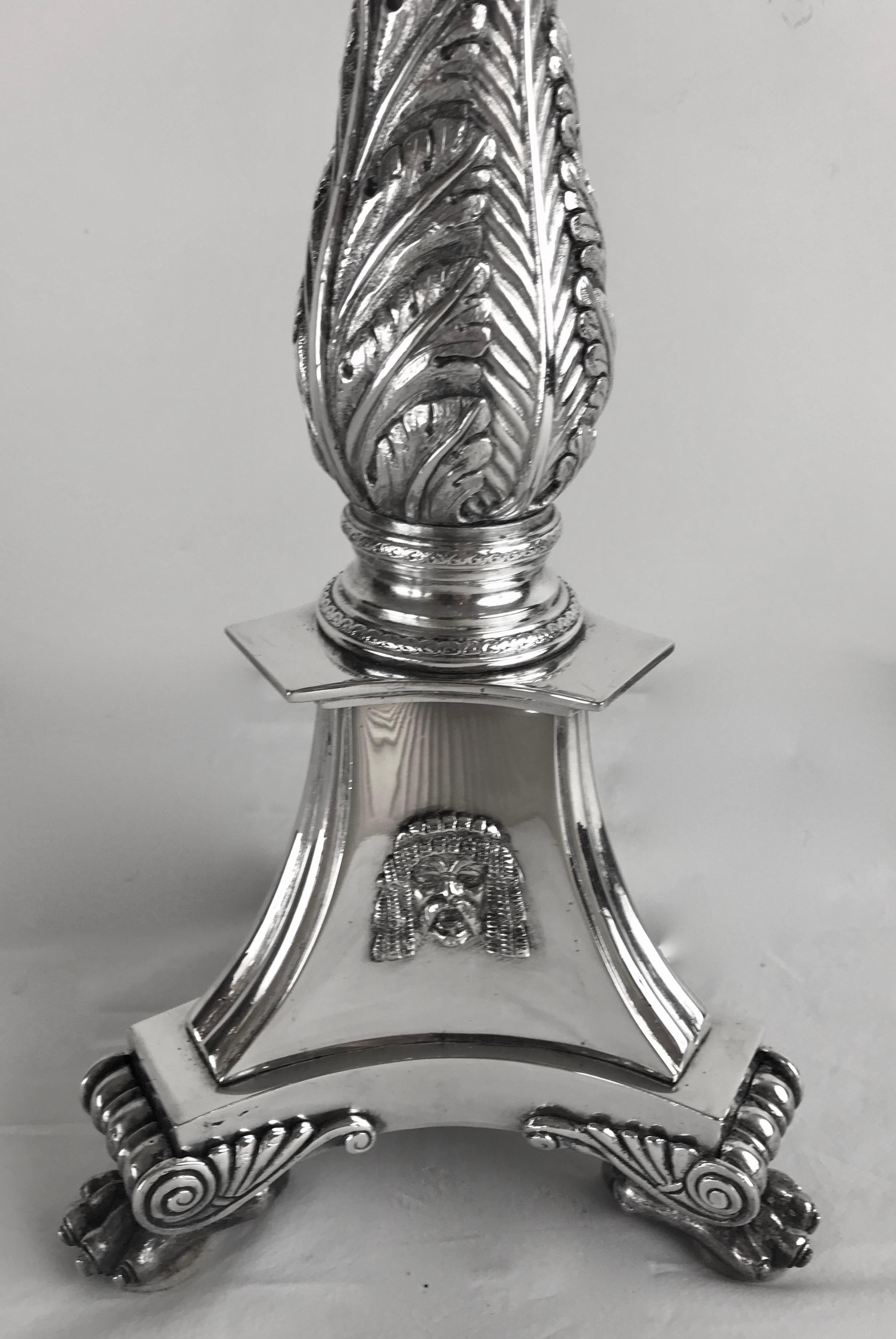 Silvered Bronze Neo-Classical Style Table Lamp Att. to Edward F. Caldwell For Sale 3