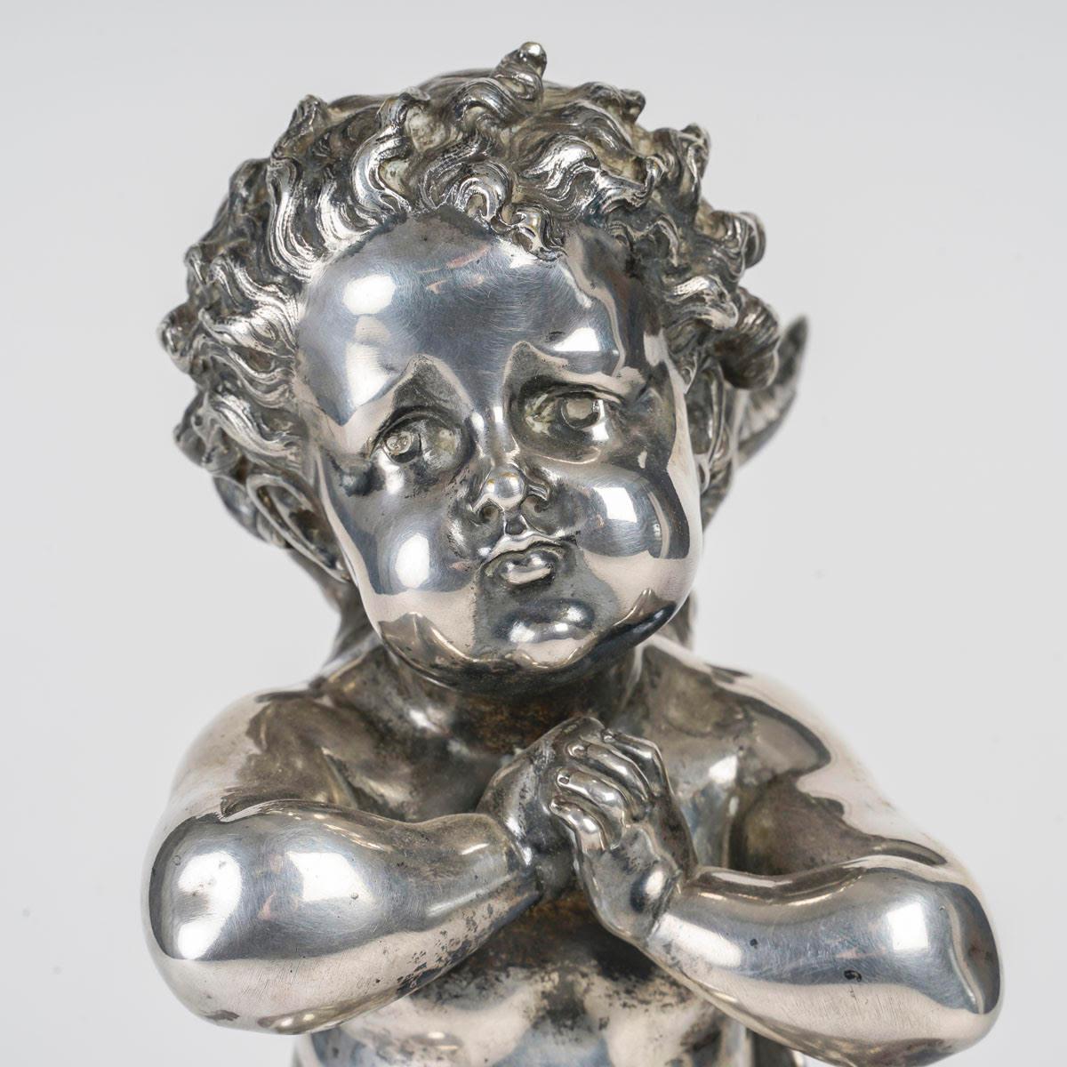 French Silvered Bronze Sculpture by Louis Kley, 19th Century, Napoleon III Period. For Sale