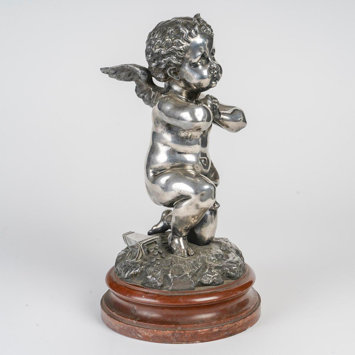 Silvered Bronze Sculpture by Louis Kley, 19th Century, Napoleon III Period. In Good Condition For Sale In Saint-Ouen, FR