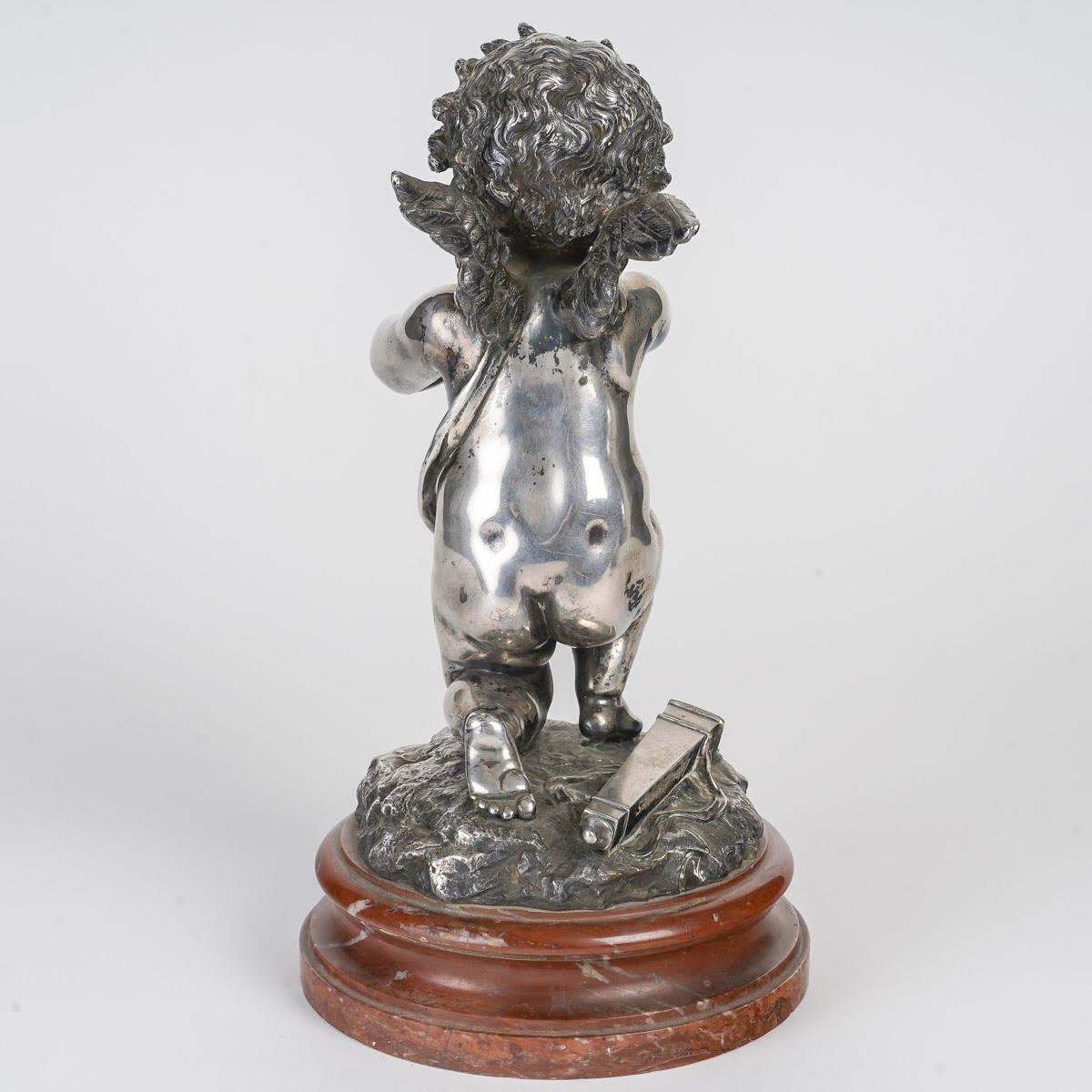Silvered Bronze Sculpture by Louis Kley, 19th Century, Napoleon III Period. For Sale 3