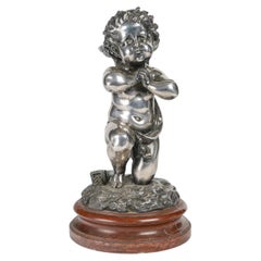 Antique Silvered Bronze Sculpture by Louis Kley, 19th Century, Napoleon III Period.