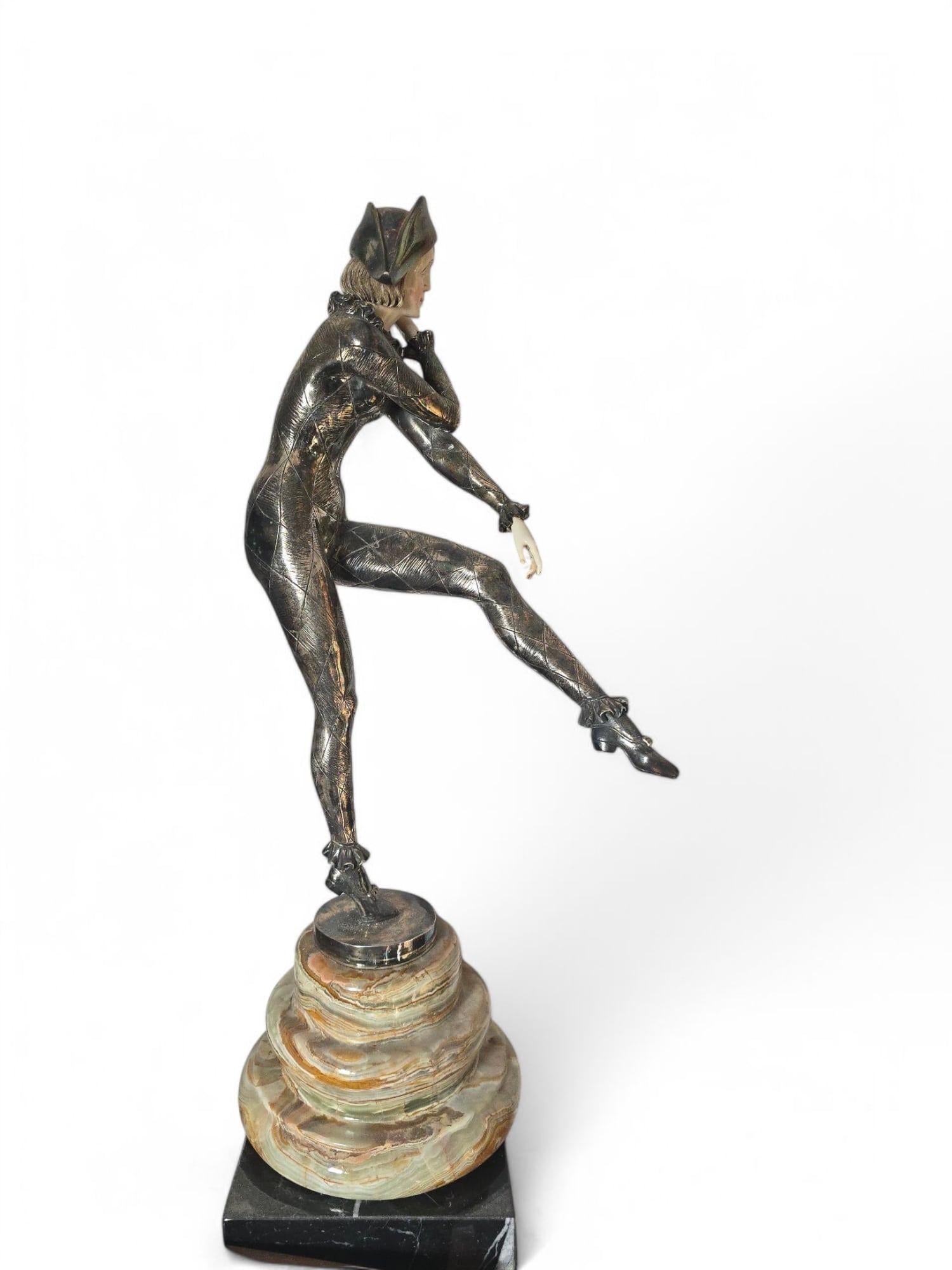 Scultura in bronzo argentato sugned Demètre H. Chiparus - 74 cm In condizioni buone in vendita a Madrid, ES