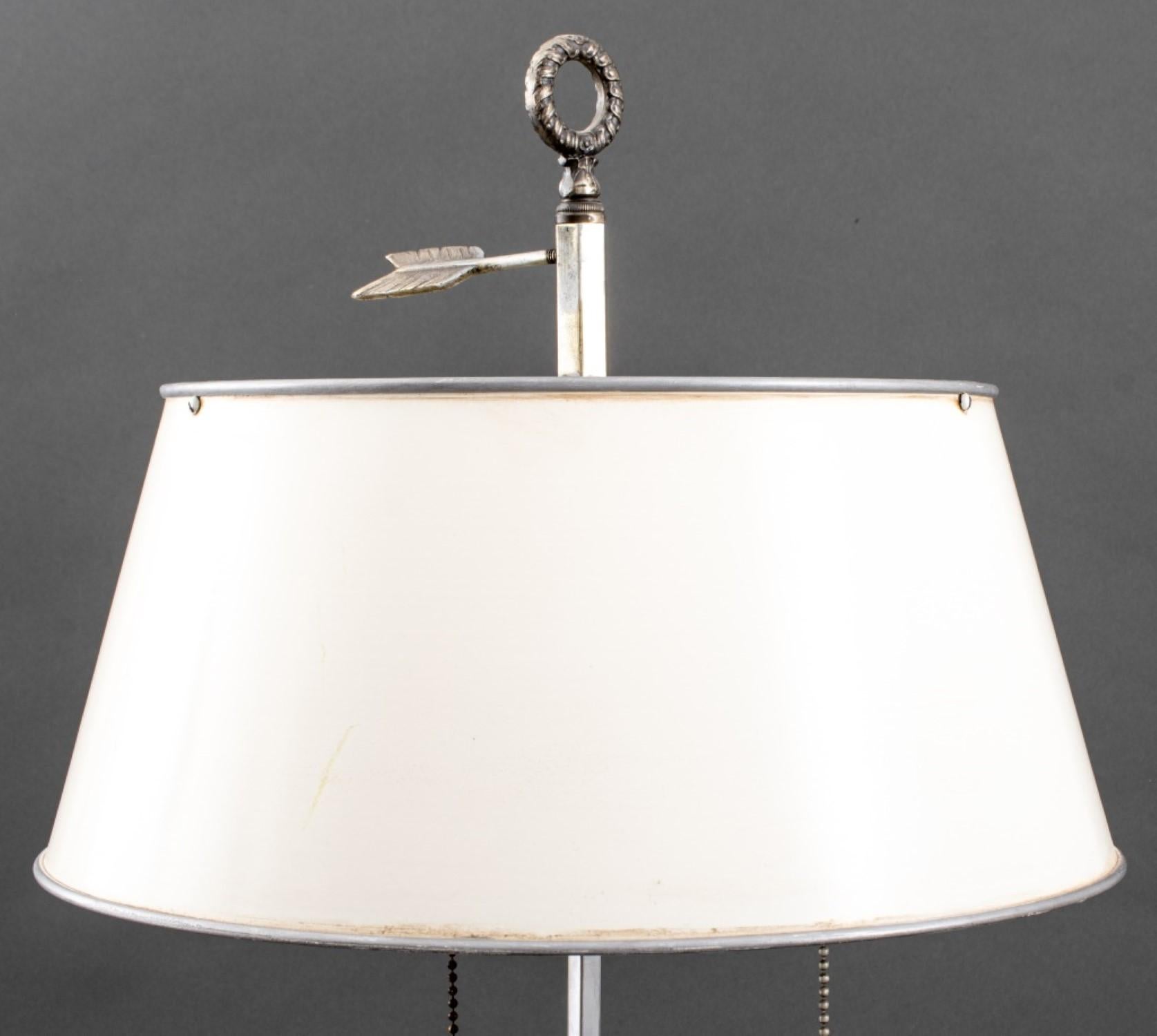 Metal Silvered Bronze Three Light Bouillotte Lamp For Sale