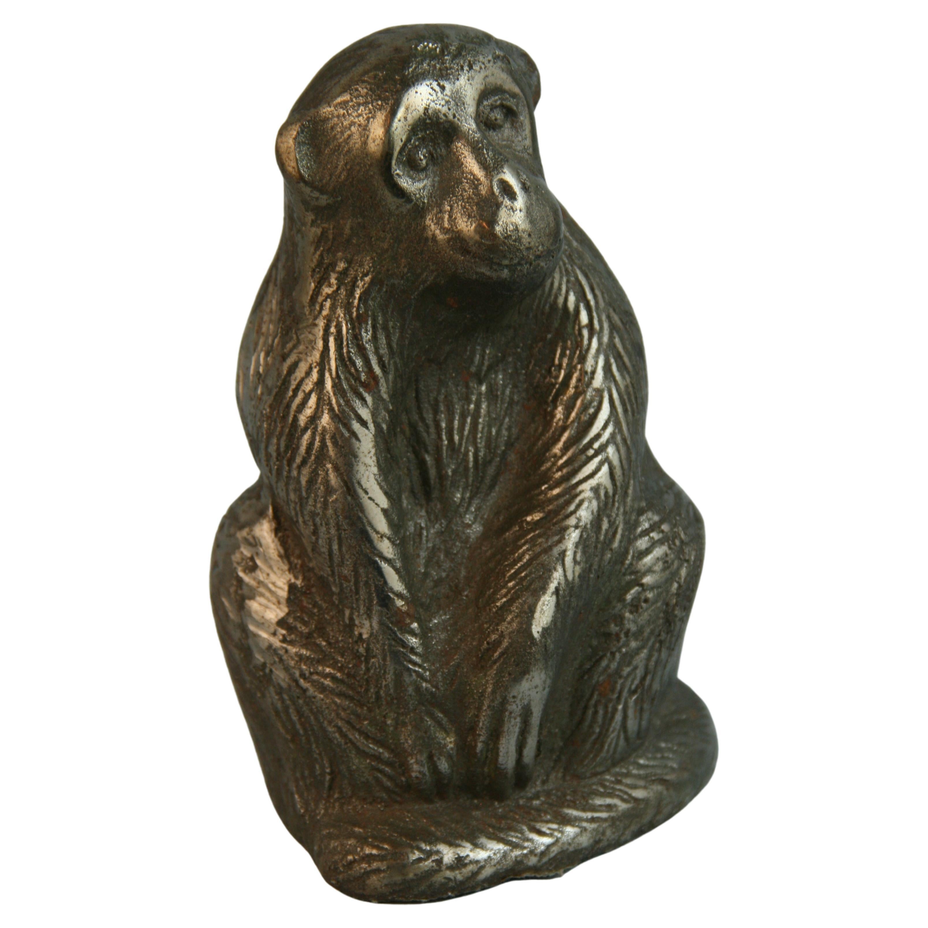 Silvered Cast Iron Monkey For Sale