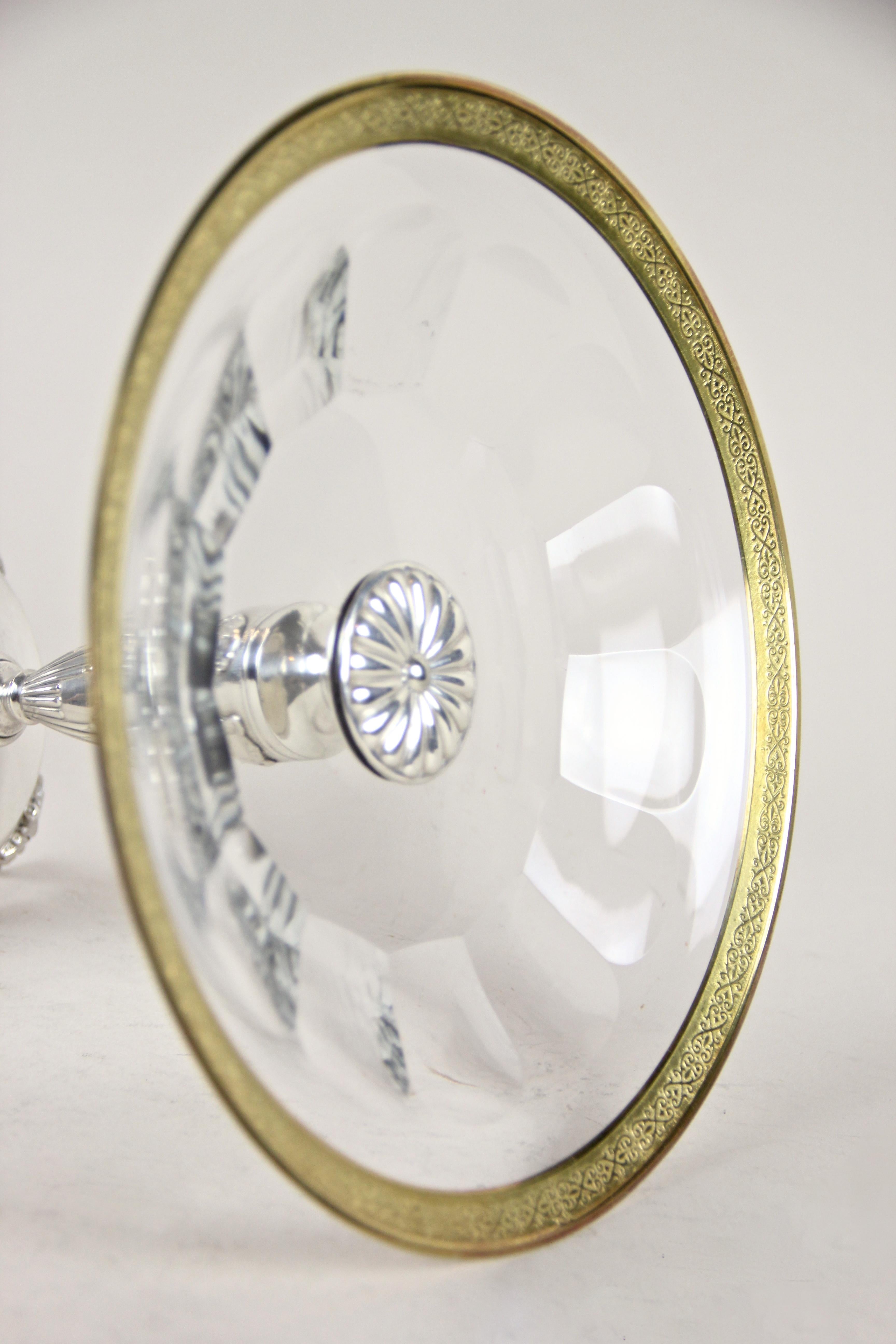 Silvered Centerpiece by Berndorf with Gilt Moser Glassworks Plate, circa 1910 3