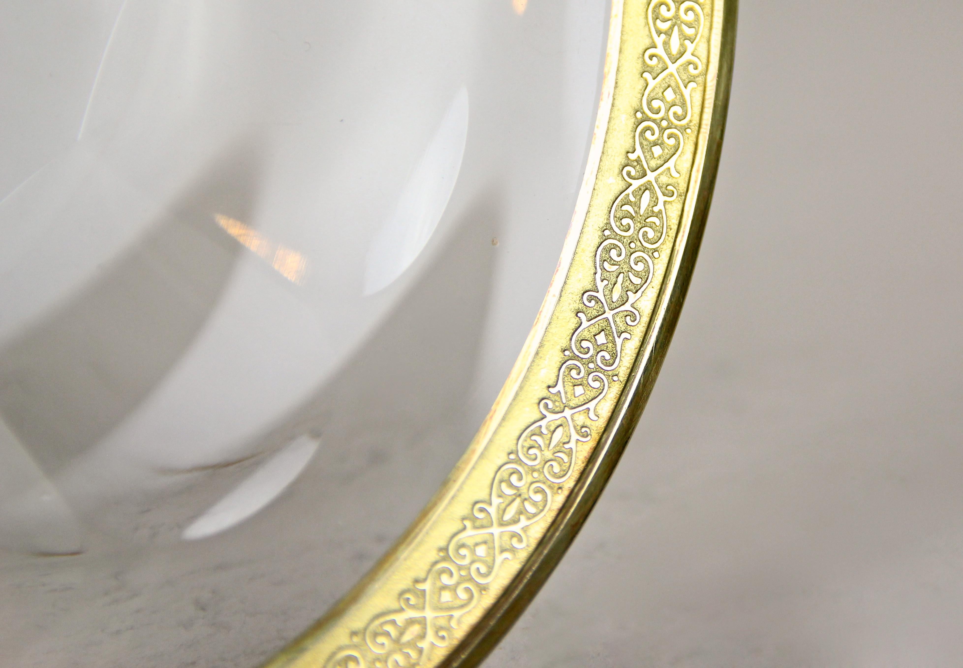 Silvered Centerpiece by Berndorf with Gilt Moser Glassworks Plate, circa 1910 4