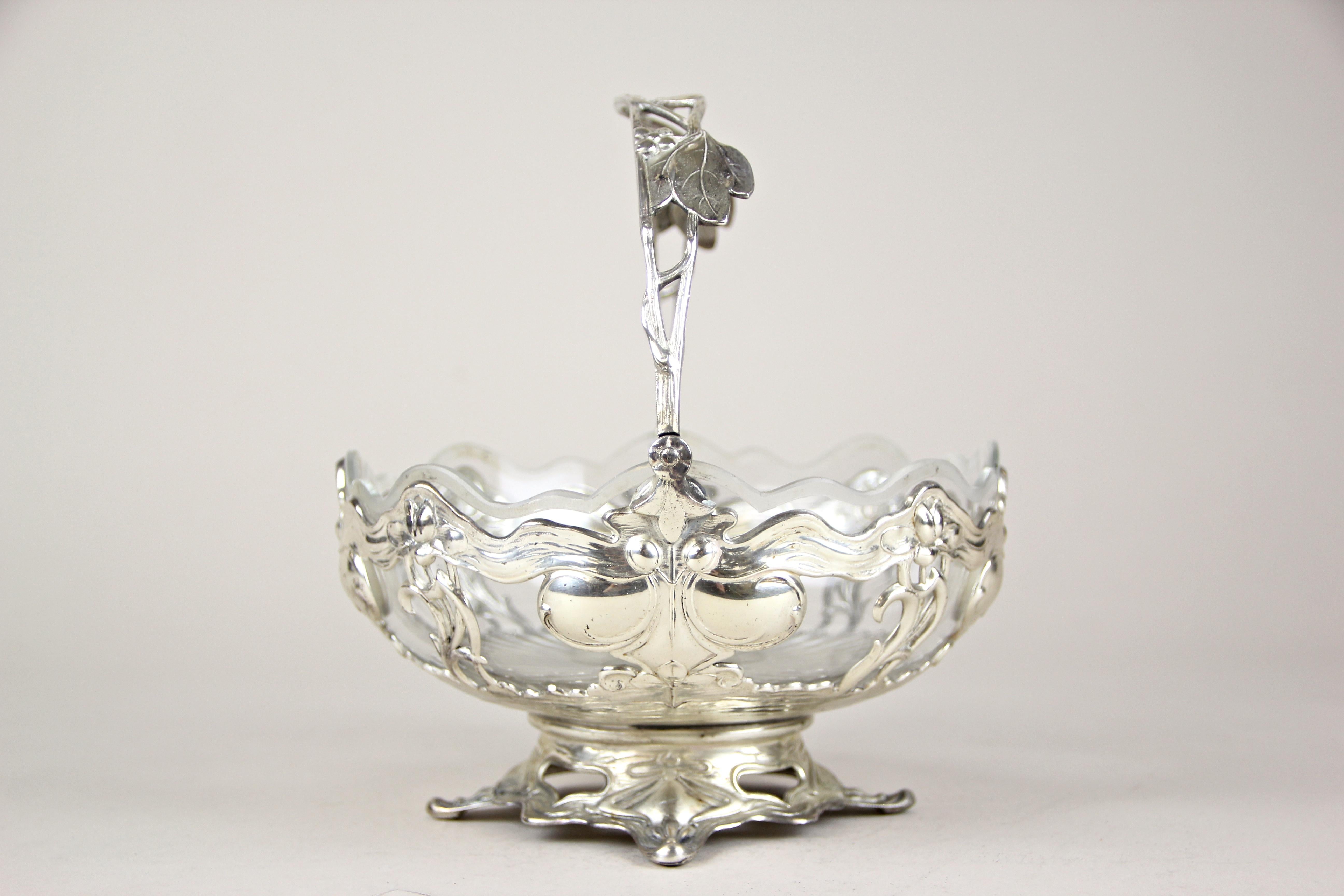 Austrian Silvered Centerpiece with Cut Glass Bowl by A. Köhler & Cie WMF, Vienna