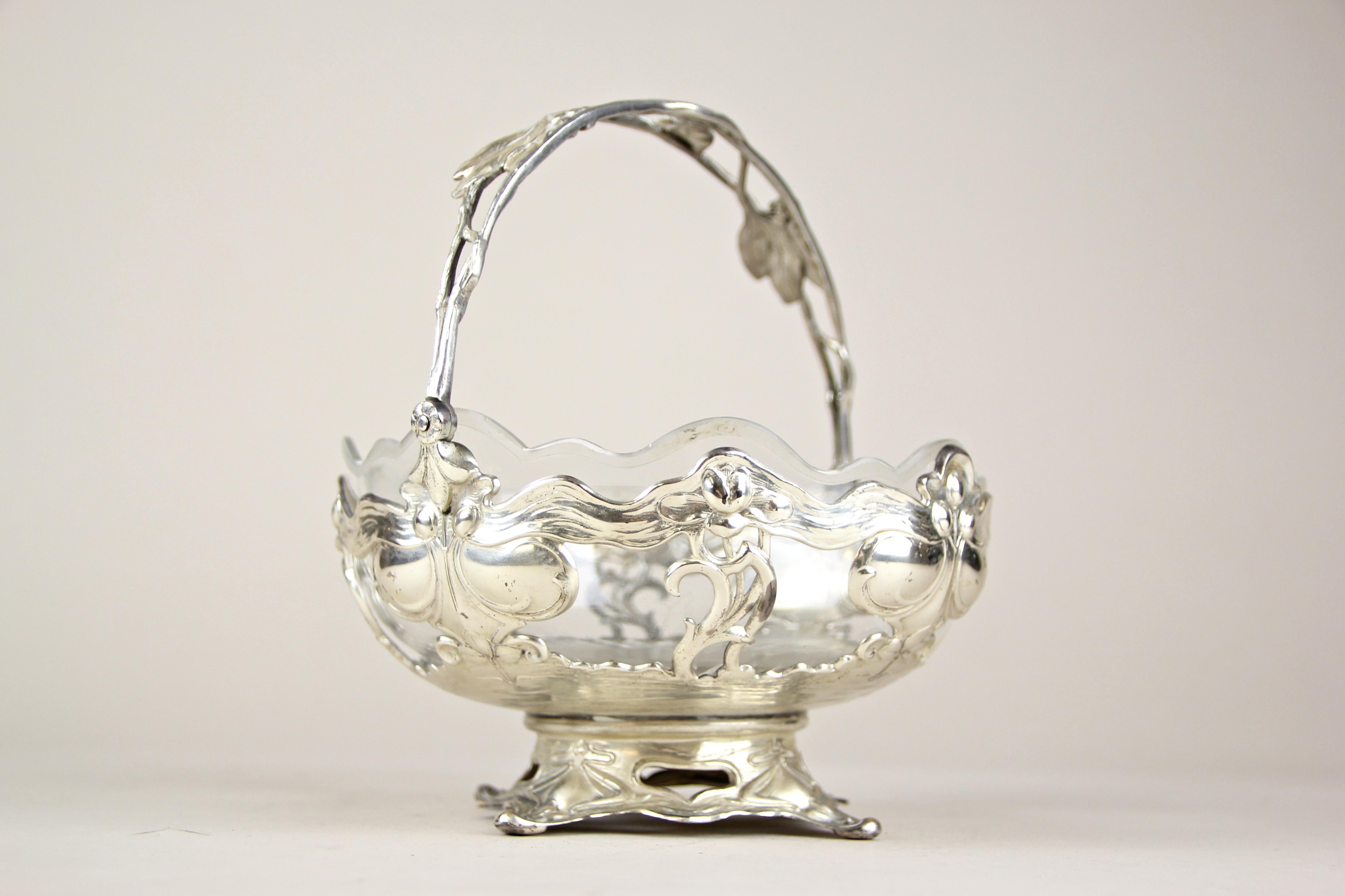 Britannia Standard Silver Silvered Centerpiece with Cut Glass Bowl by A. Köhler & Cie WMF, Vienna