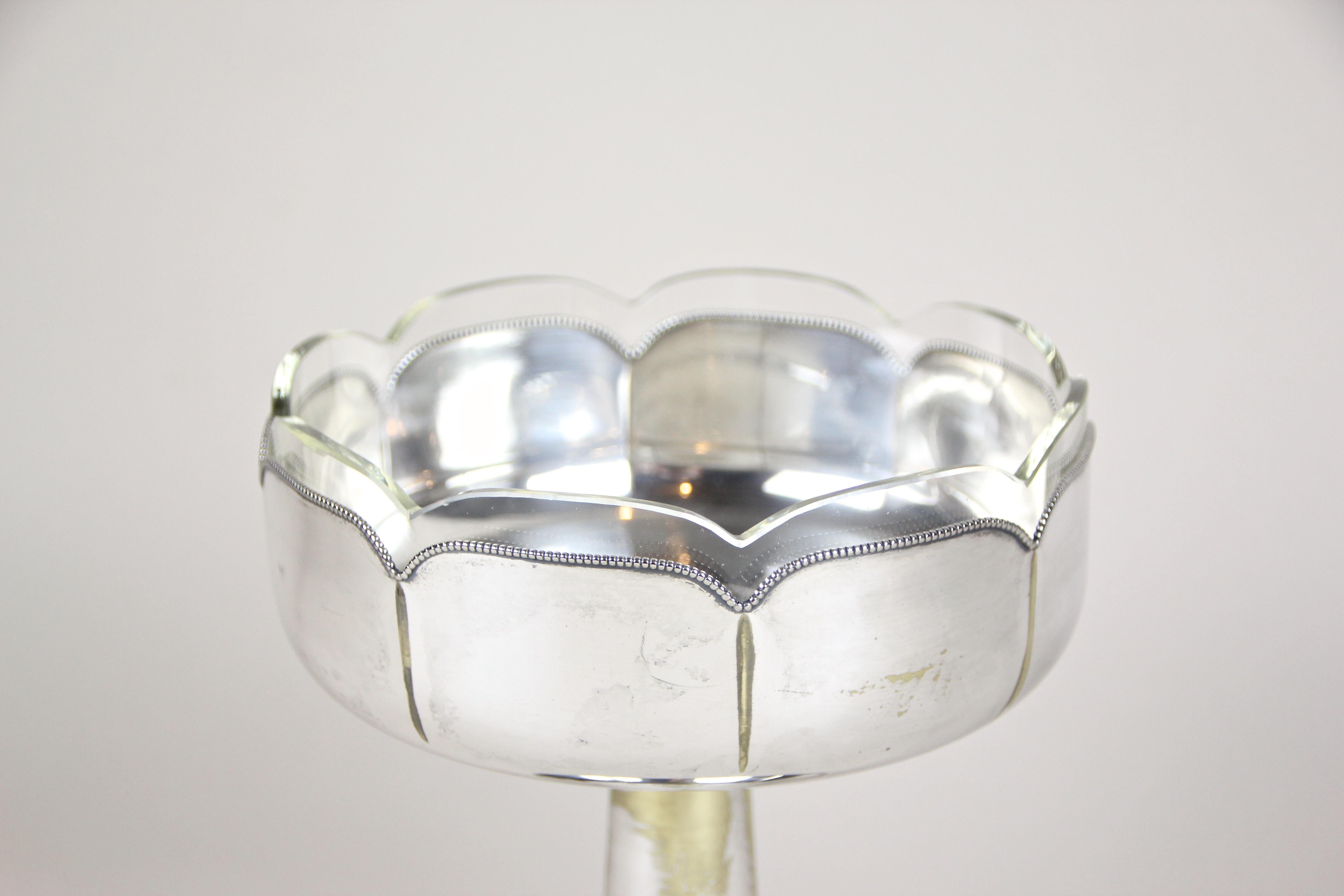 Silvered Centerpiece with Glass Bowl by WMF Art Deco, Germany, circa 1920 3