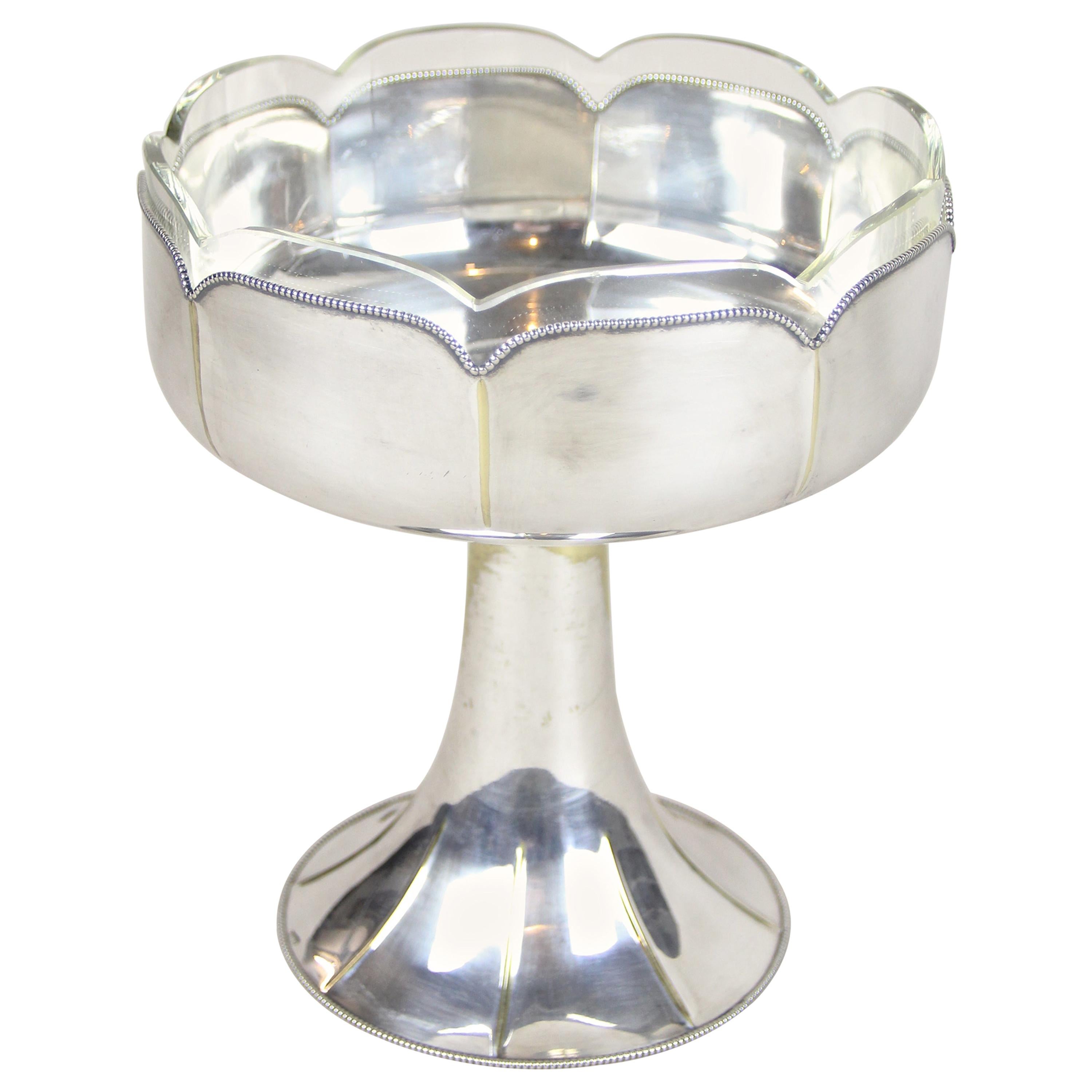 Silvered Centerpiece with Glass Bowl by WMF Art Deco, Germany, circa 1920