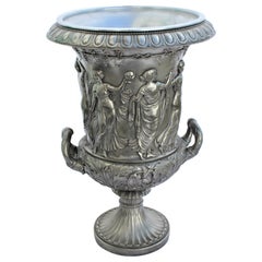 Vintage Silvered Champagne Bucket, Bronze, Medici Urn Greek Gods dancing Maidens
