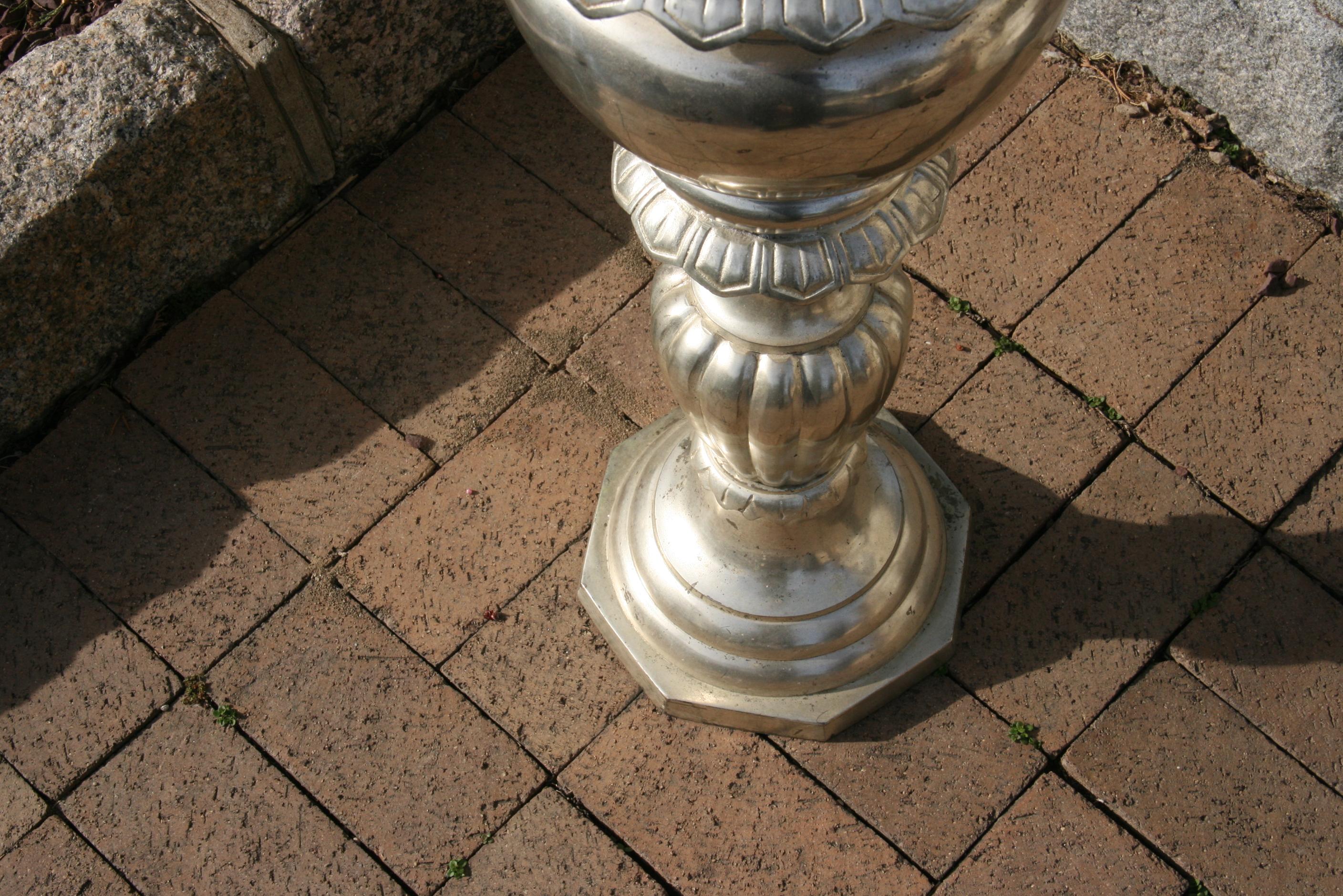 Mid-20th Century Large Free Standing Silvered Decorative Wine Cooler/Champagne holder For Sale