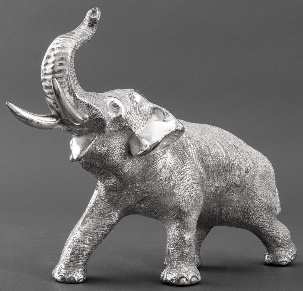 Modern Silvered Elephant Sculpture, 20th Century