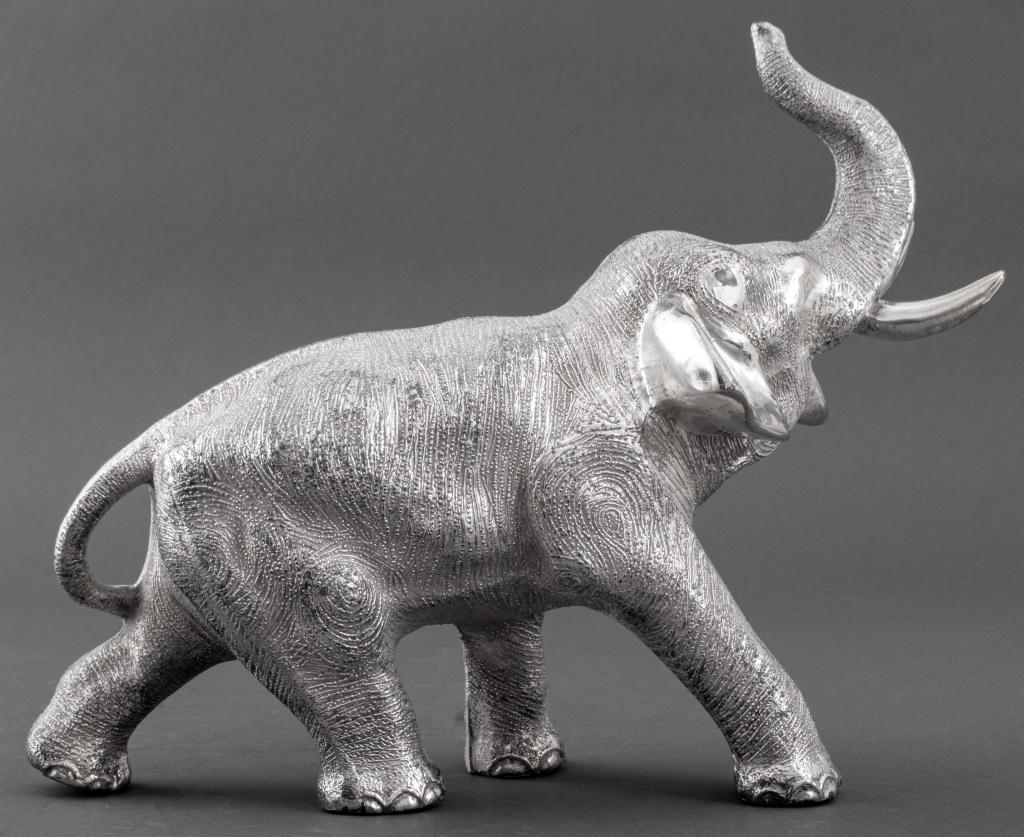 Silvered Elephant Sculpture, 20th Century In Good Condition In New York, NY