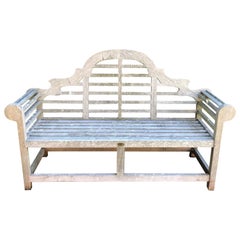 Silvered English Lutyens-Style Bench in Teak